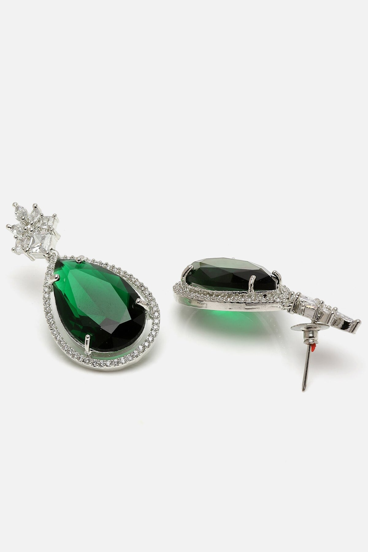 Natural Stone Encrusted Drop Earrings