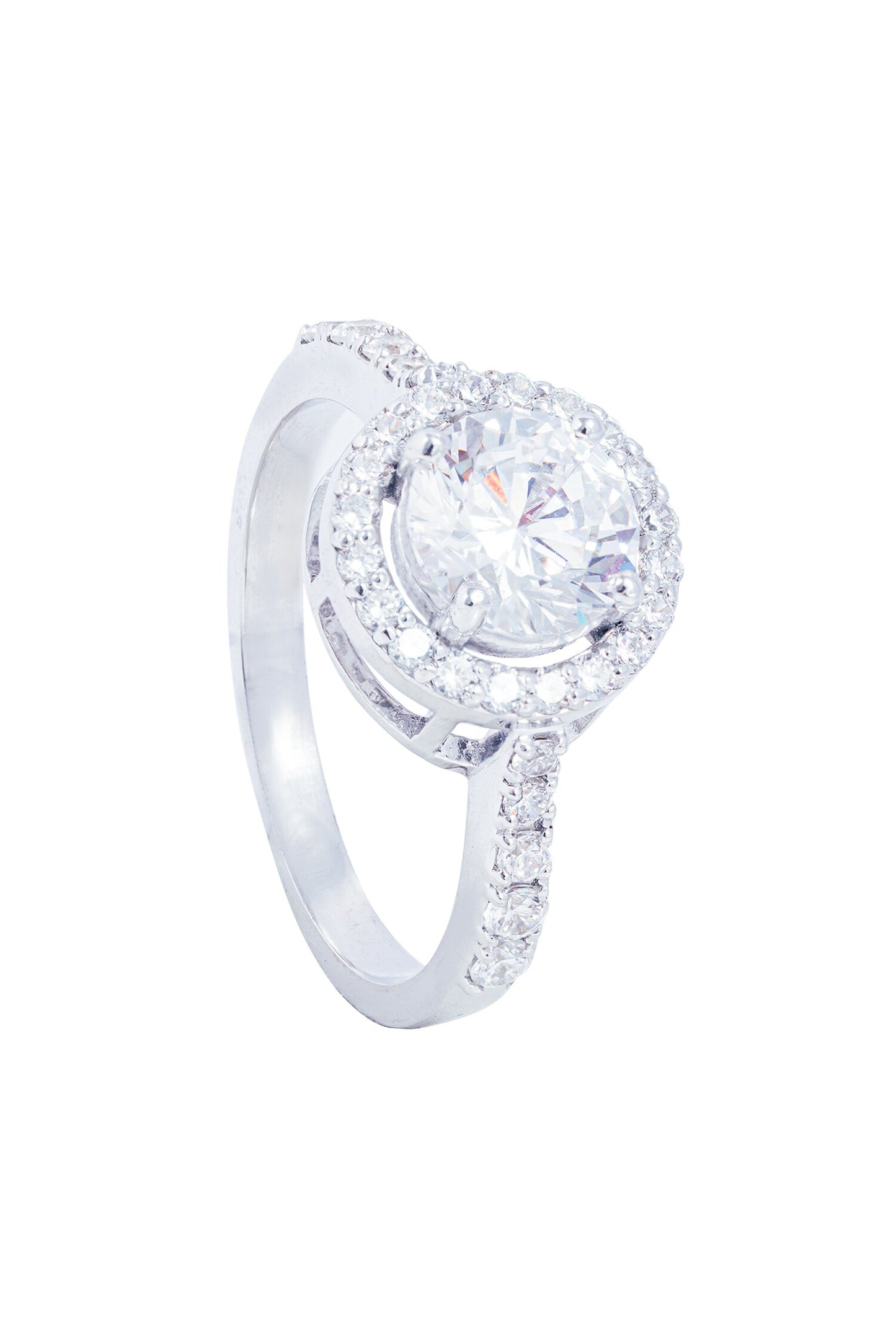 Round Halo Solitaire Ring