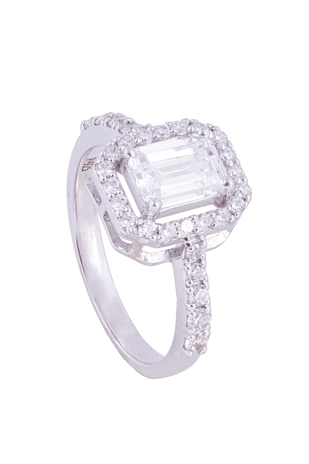 Emerald Cut Halo Ring