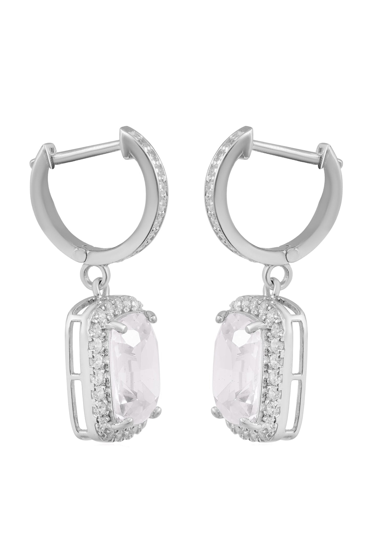 White Rhodium Plated Drop Earrings