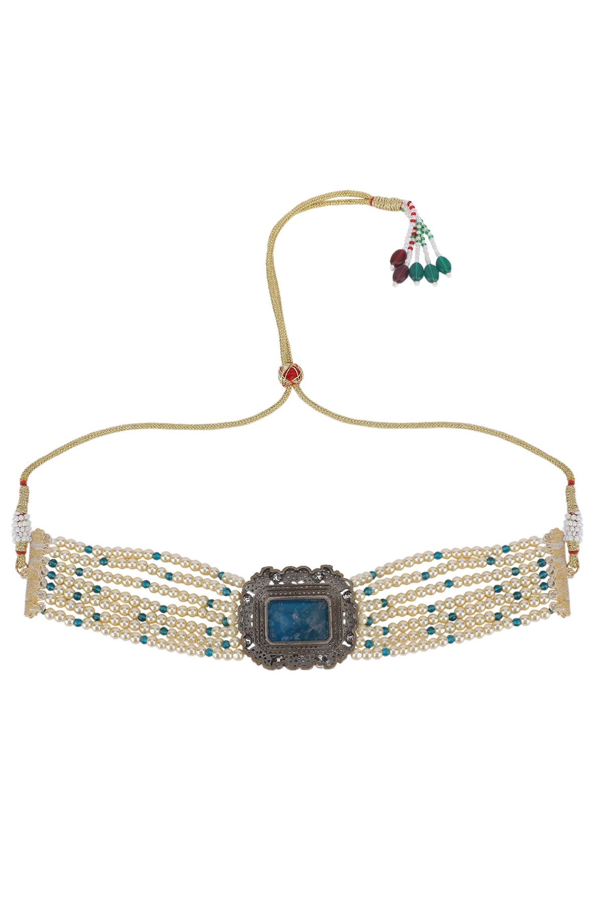 Bead Layered Pendant Choker Set