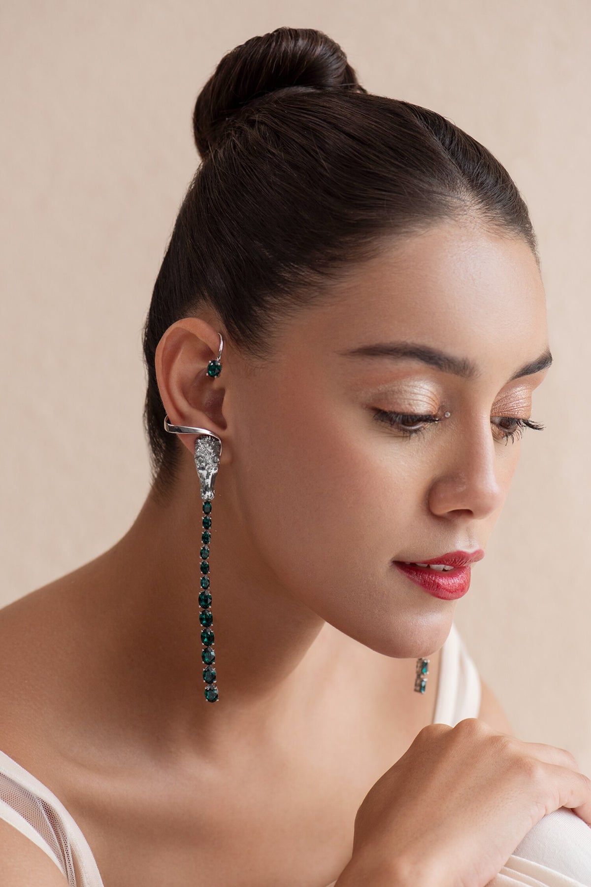 Horse Carved Work Dangler Ear Cuffs