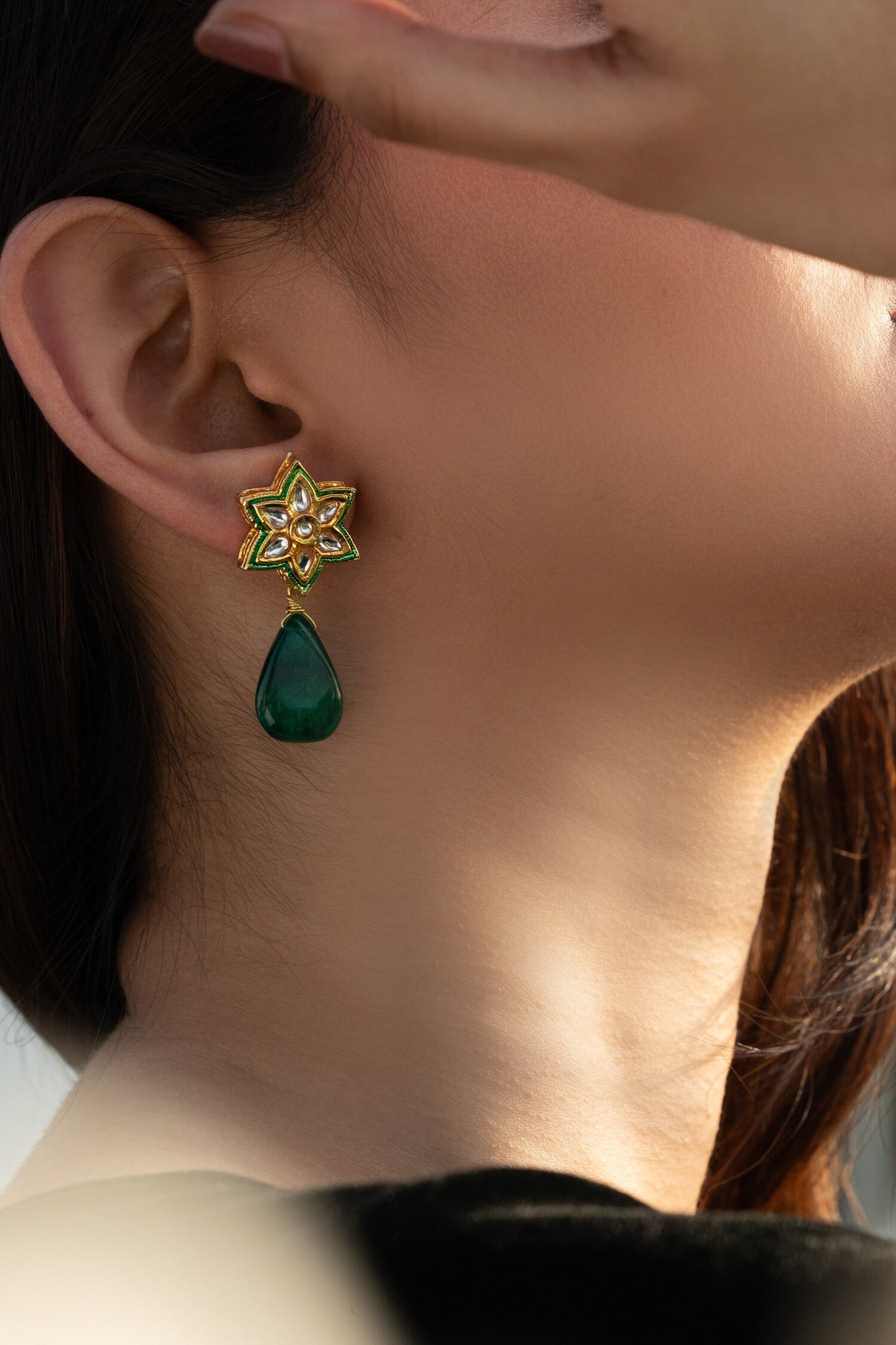 Floral Jade Stone Studs