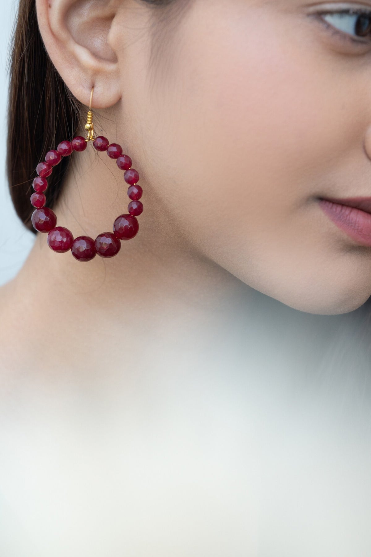 Onyx Stone Hoop Earrings