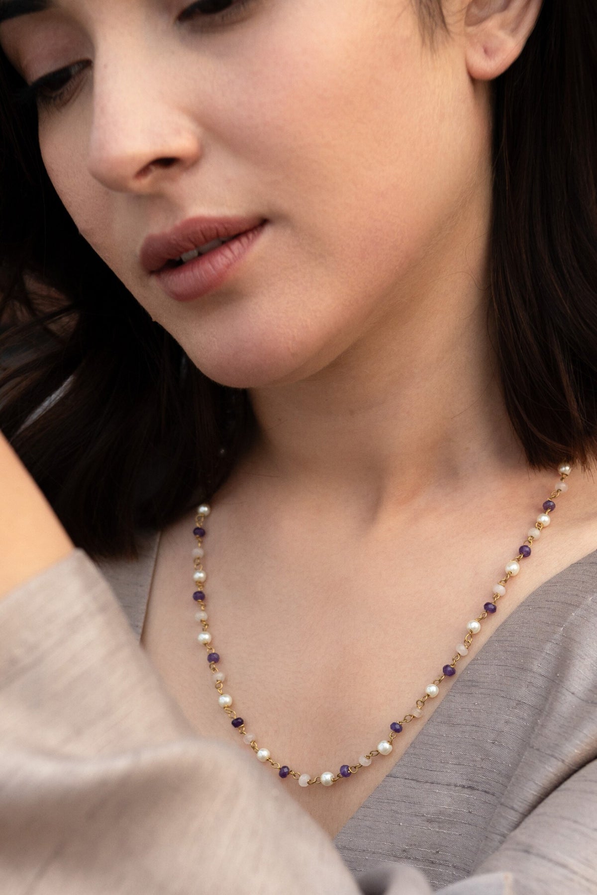 Natural Stones & Onyx Embellished Necklace