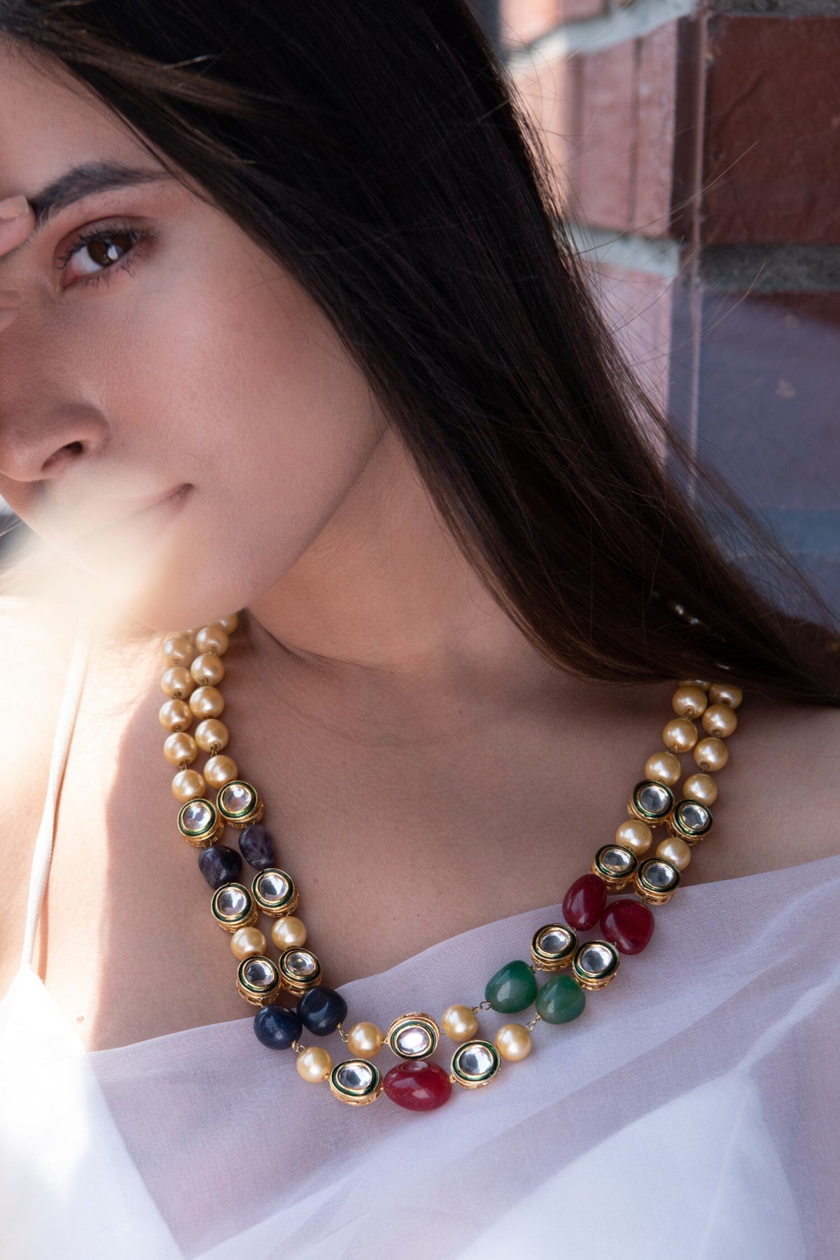 Kundan Bead Embellished Pearl Necklace
