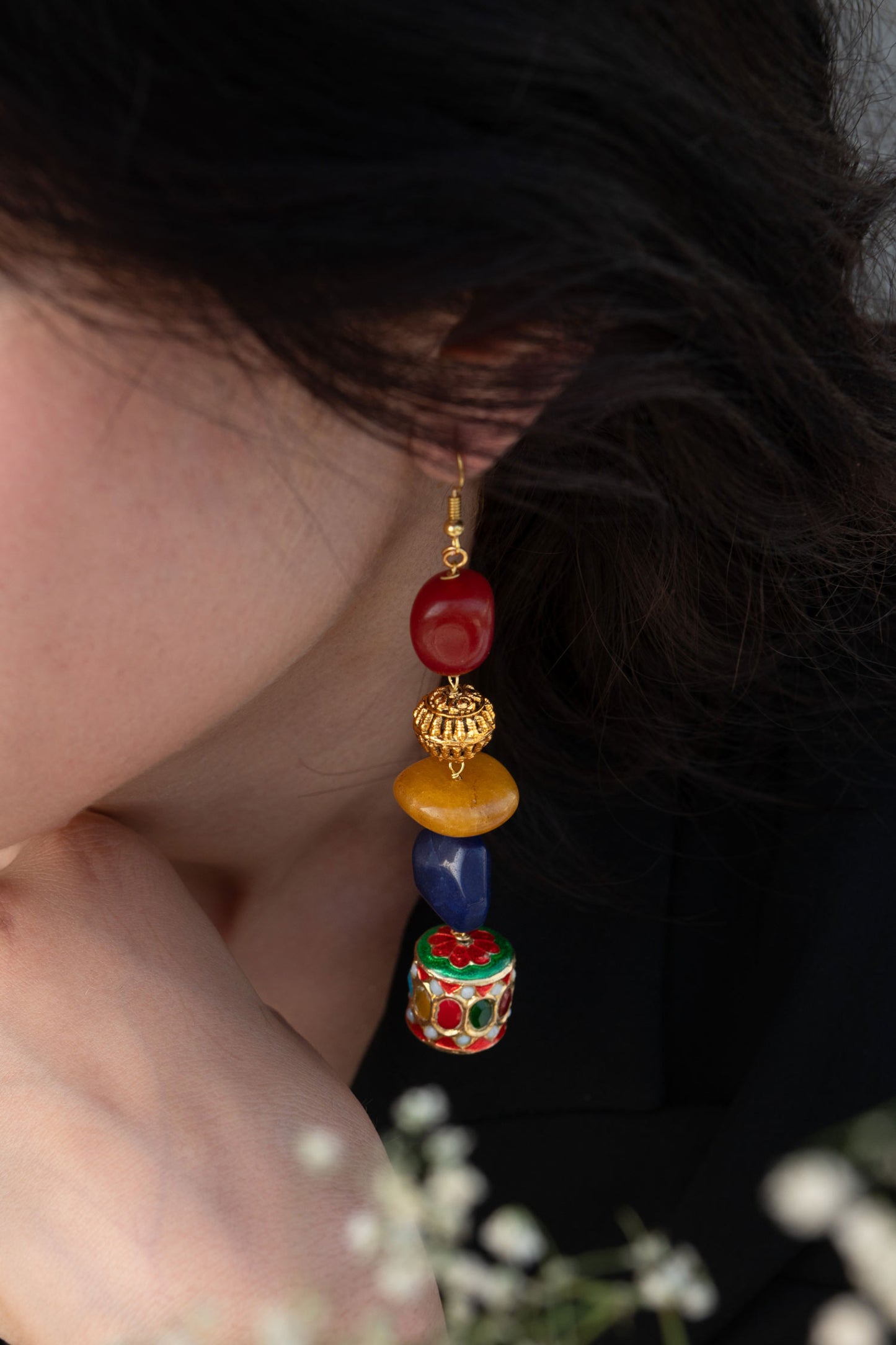 Navratan Kundan Dangler Earrings