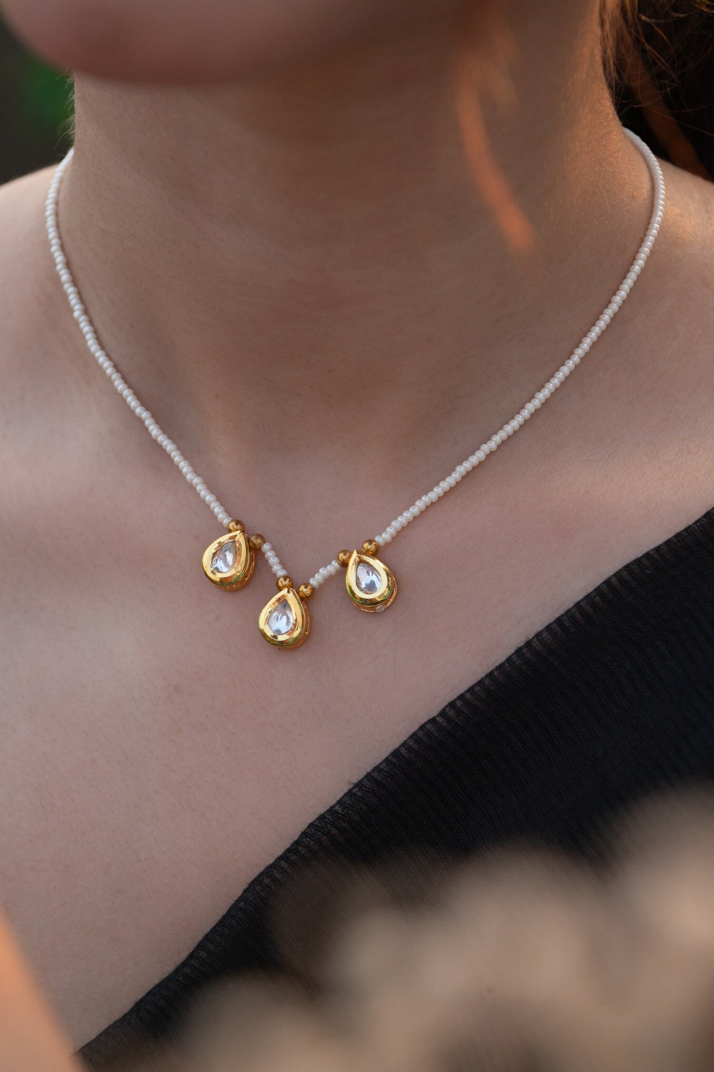 Teardrop Kundan Pearl Necklace