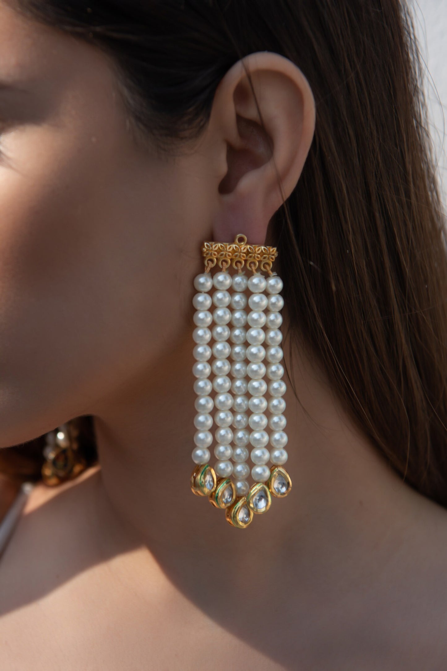 Misty Pearl Tassel Dangler Earrings