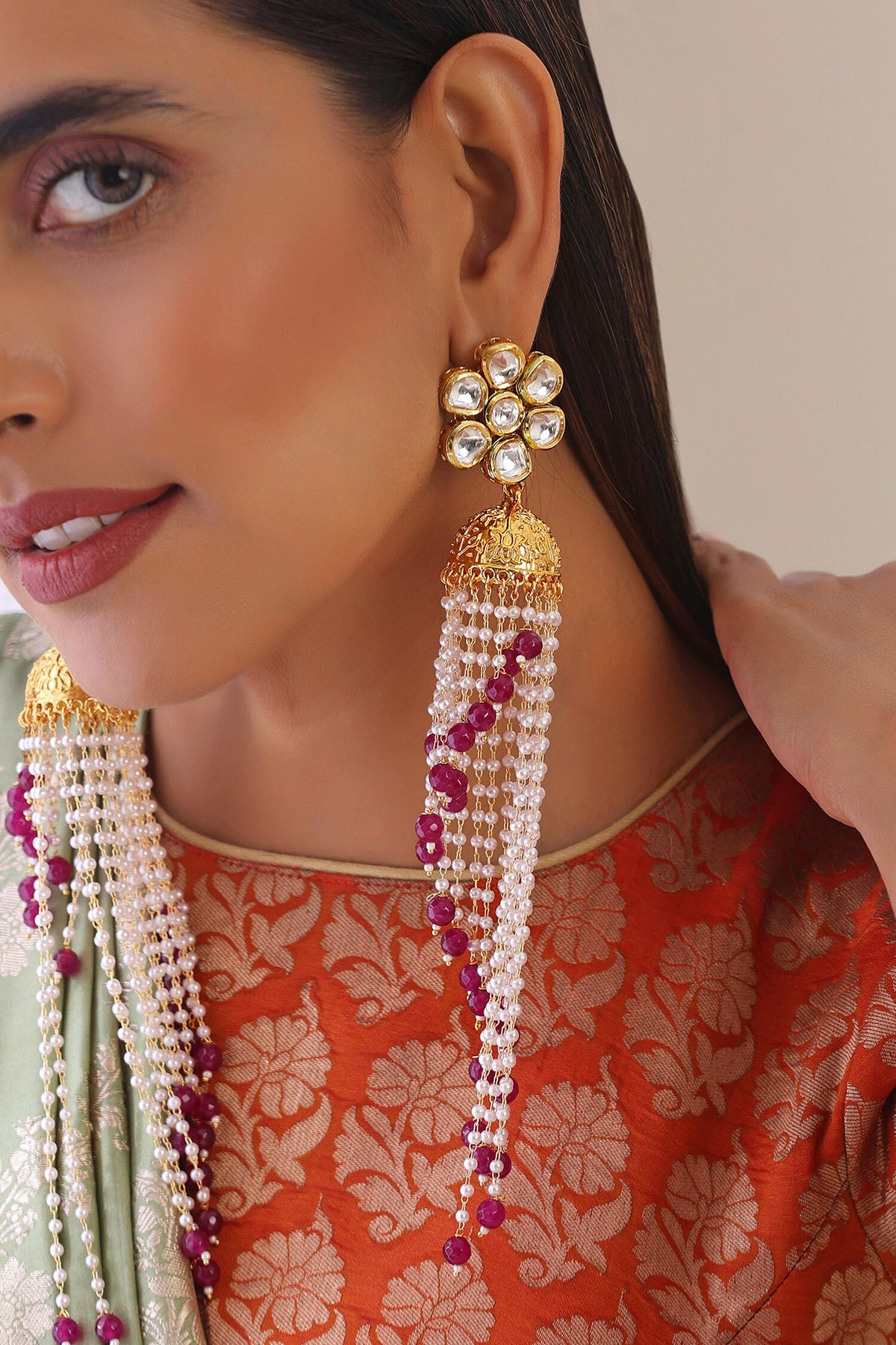 Chandelier Furl Jhumka Earrings