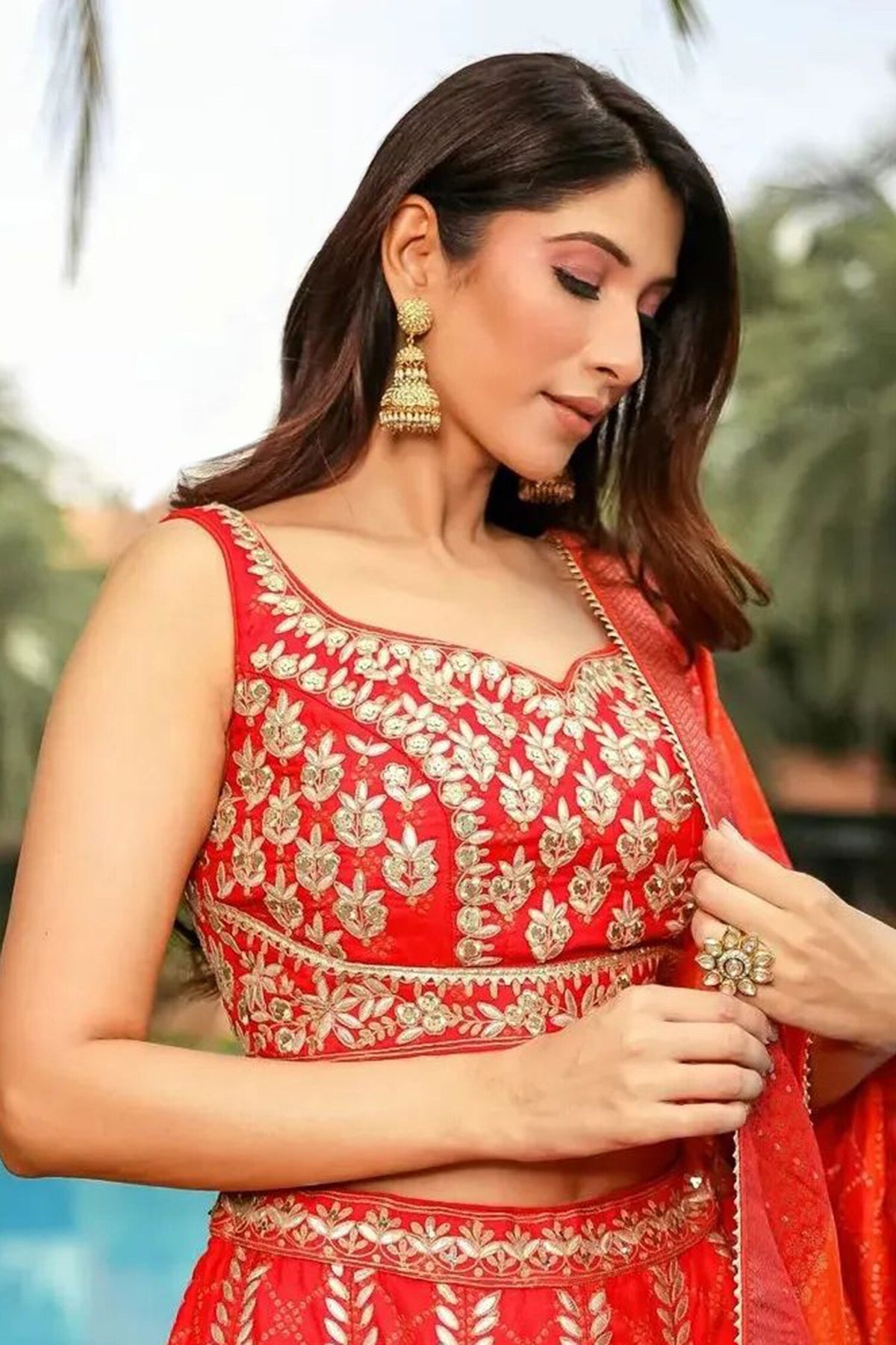 Moti Embellished Jhumkas