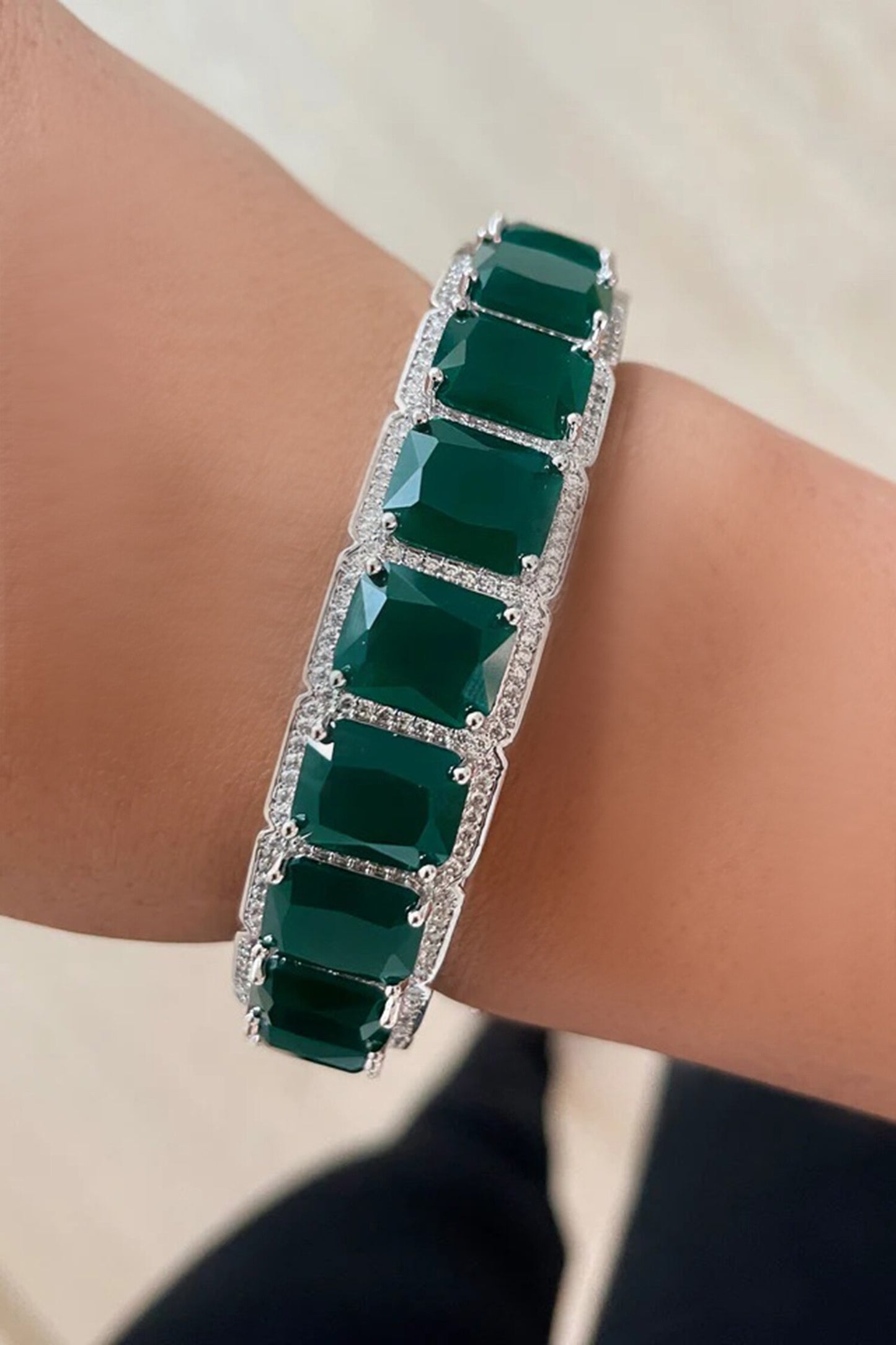 Emeralds Embellished Bangle