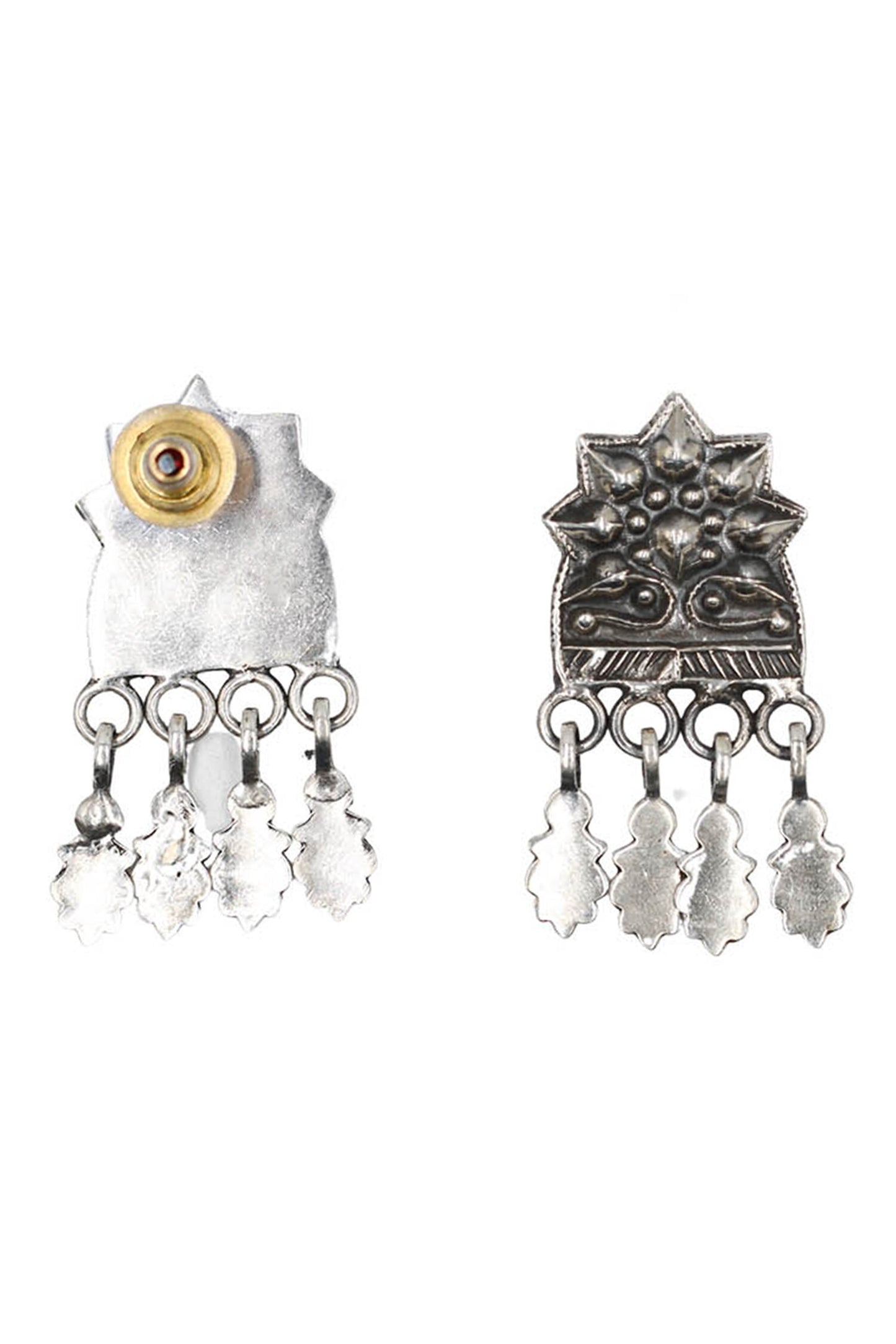 Floral Pattern Oxidised Earrings