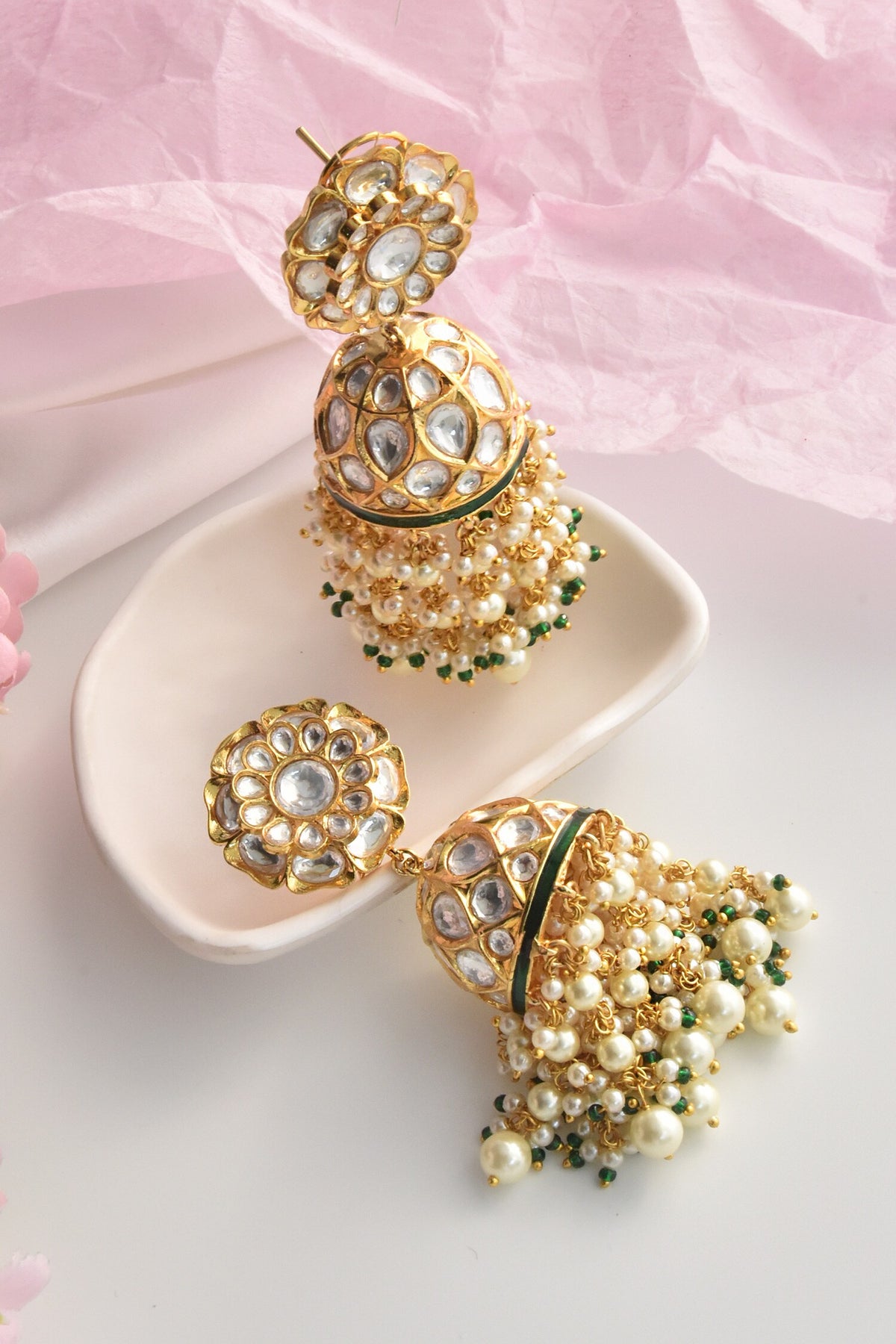 Polki Embellished Jhumkas
