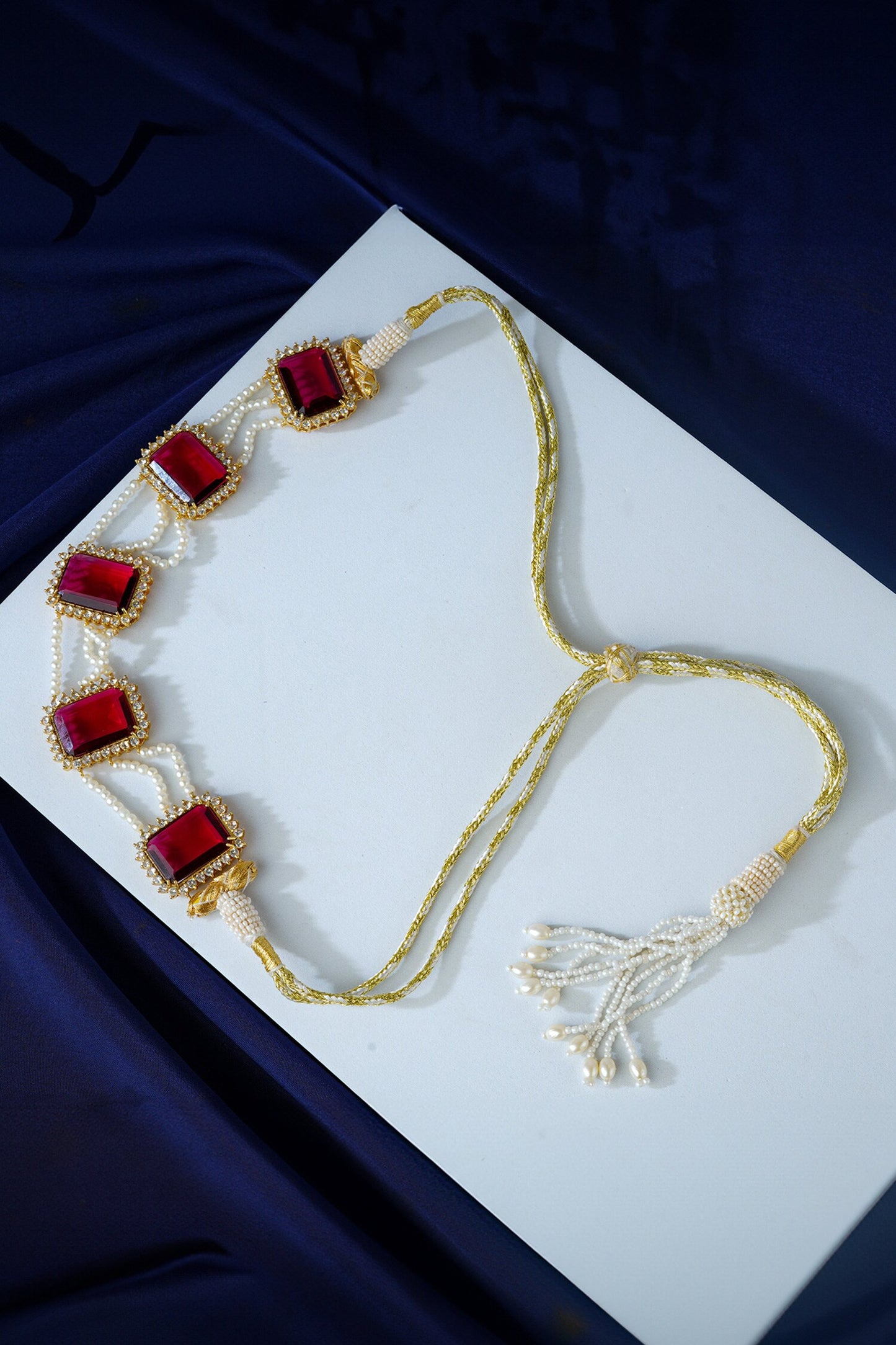 Crimson Charm Embellished Choker Necklace Set