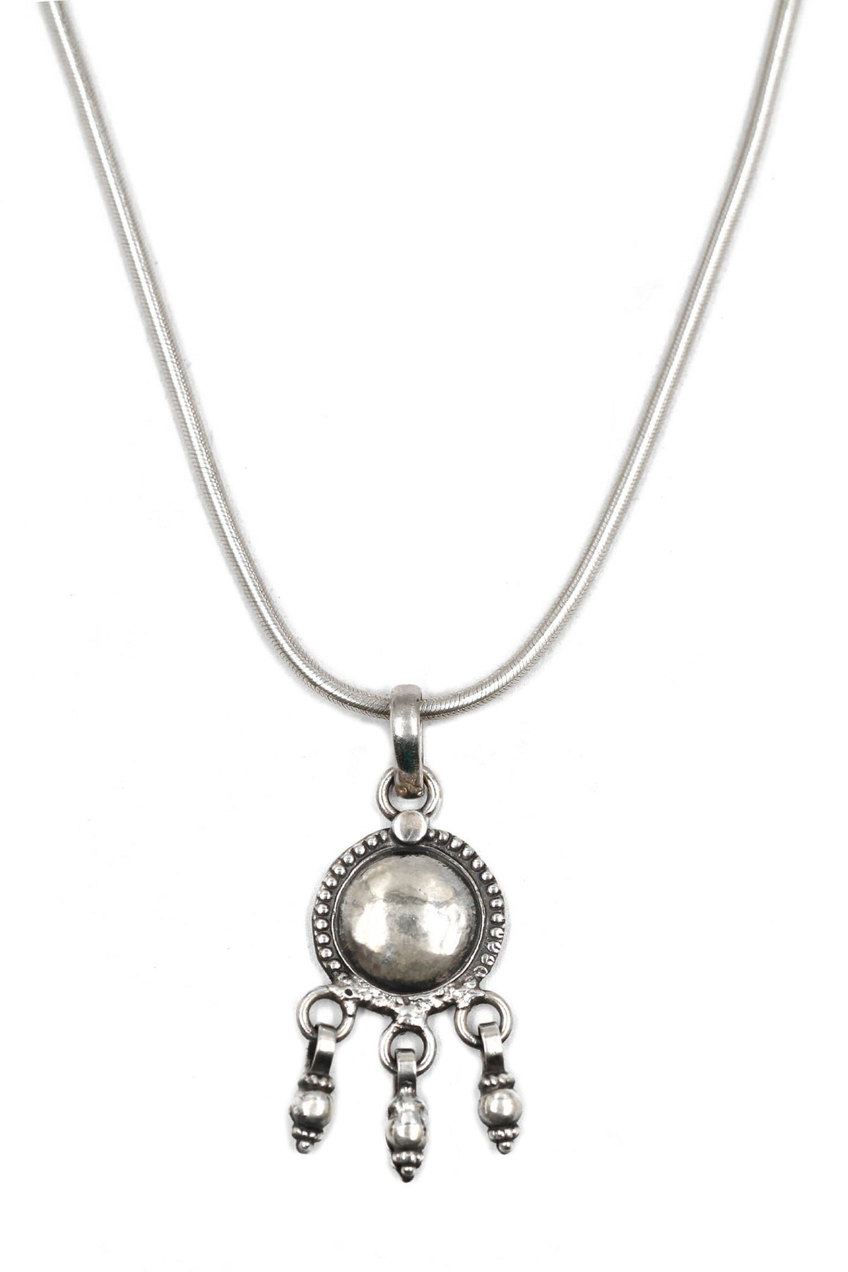 Circular Carved Pendant Chain Necklace