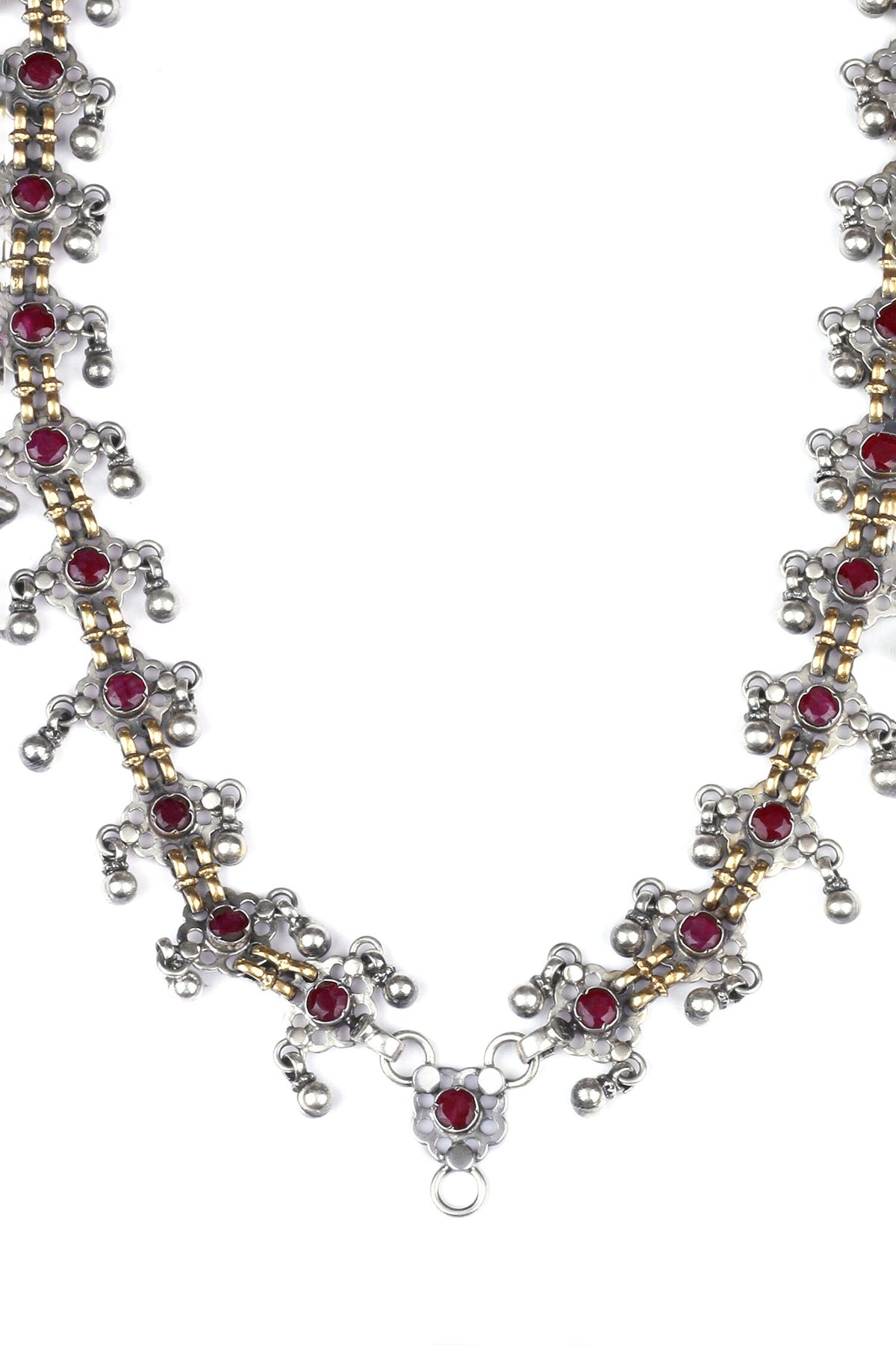 Ruby Stone Embellished Long Necklace