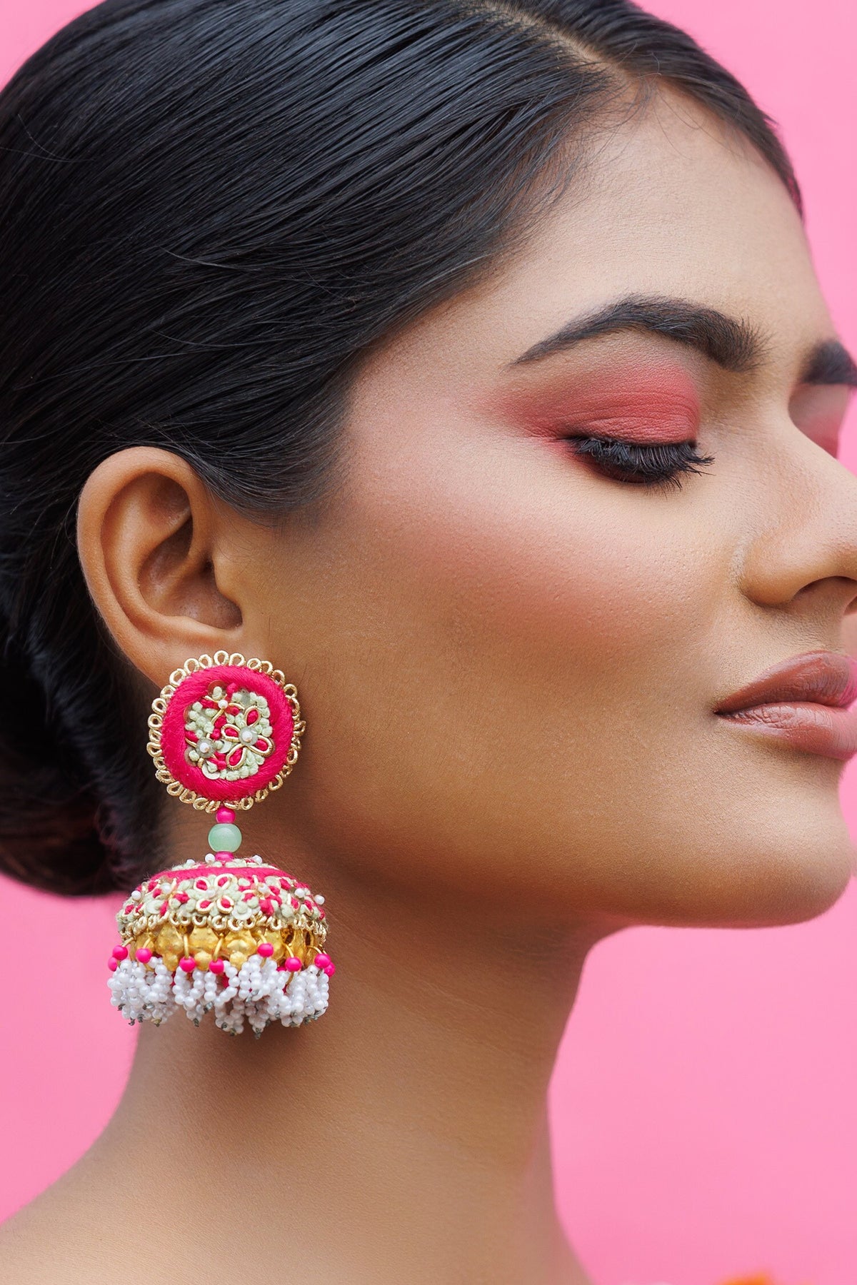 Elegance Thread Embroidered Jhumkas