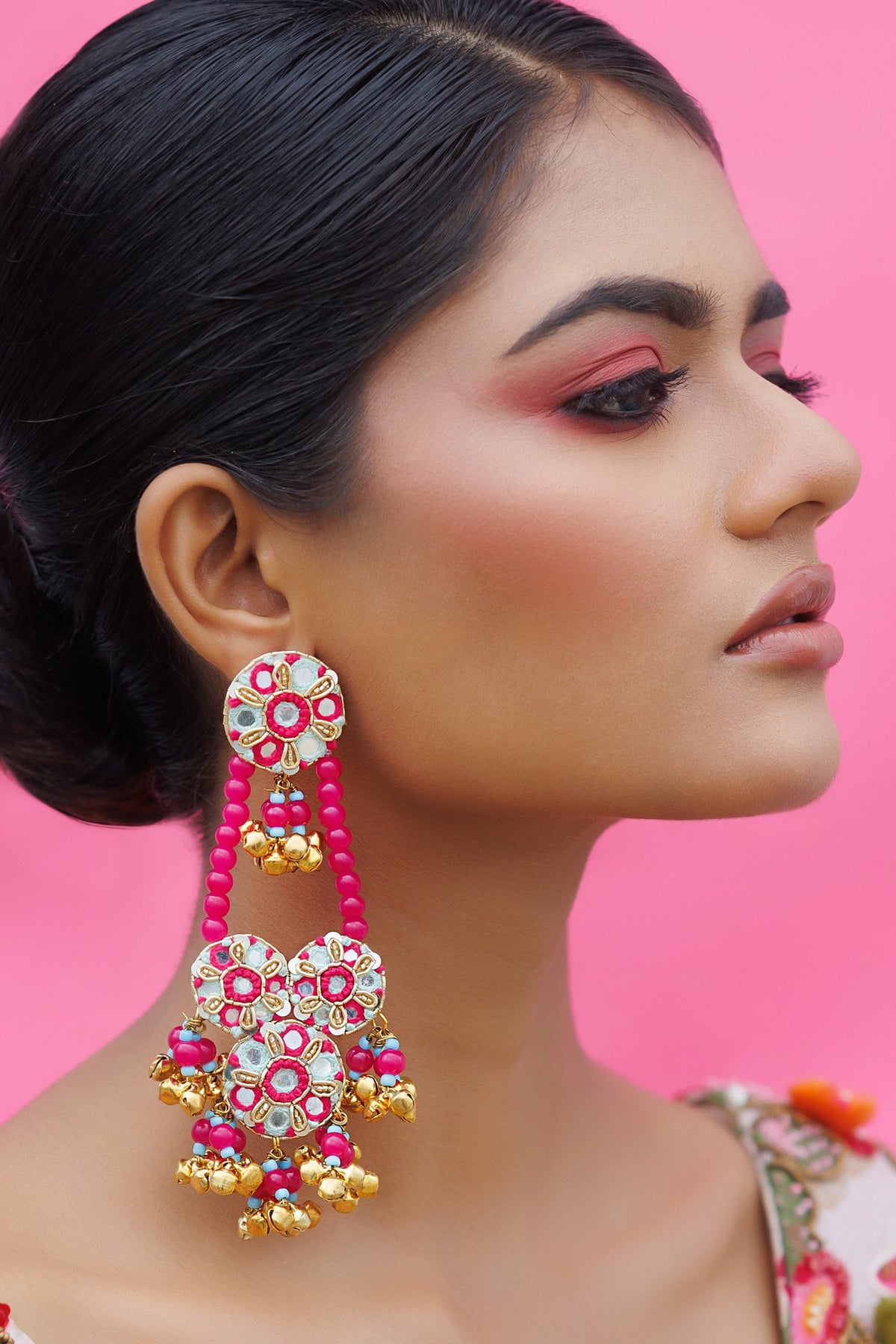 Thread Embroidered Latkan Jhumka