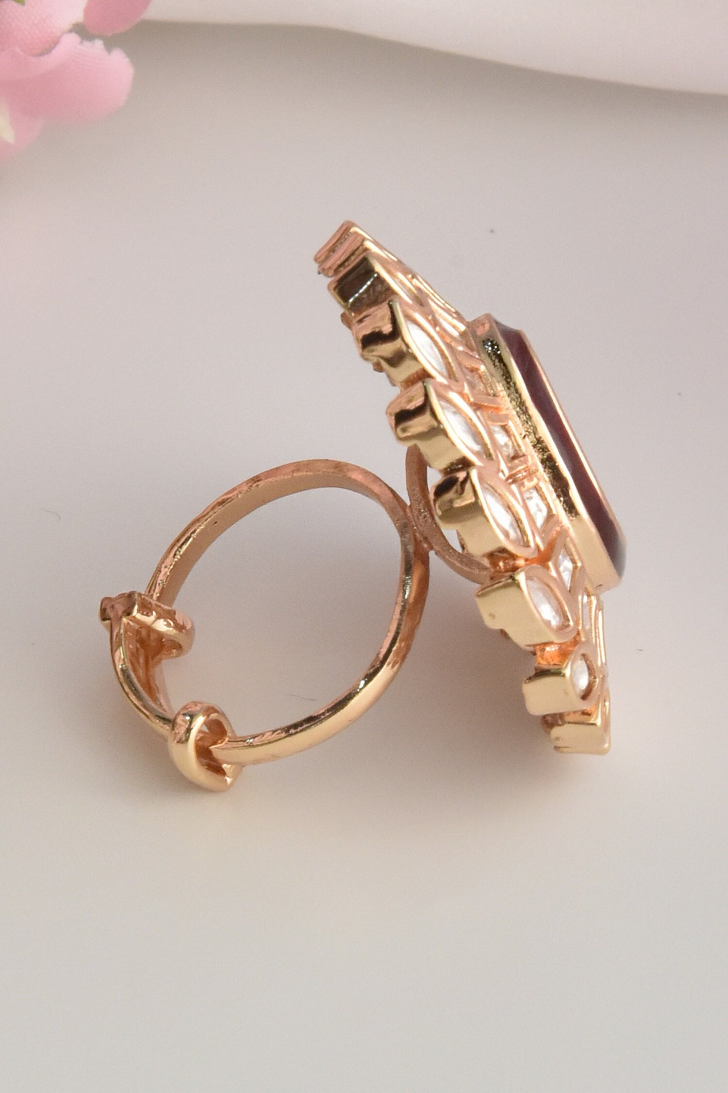 Moissanite Polki Embellished Ring