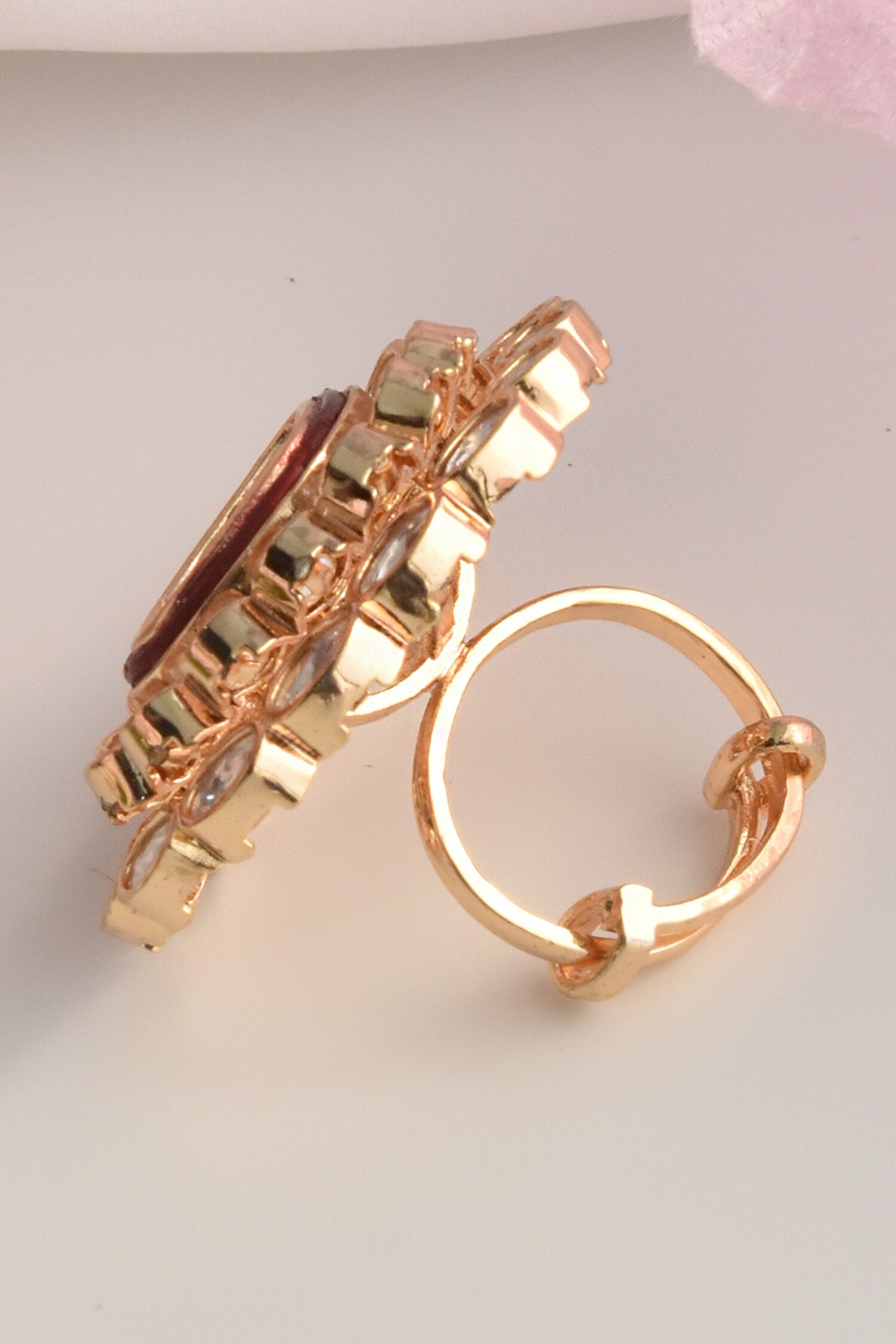 Geometric Moissanite Polki Ring