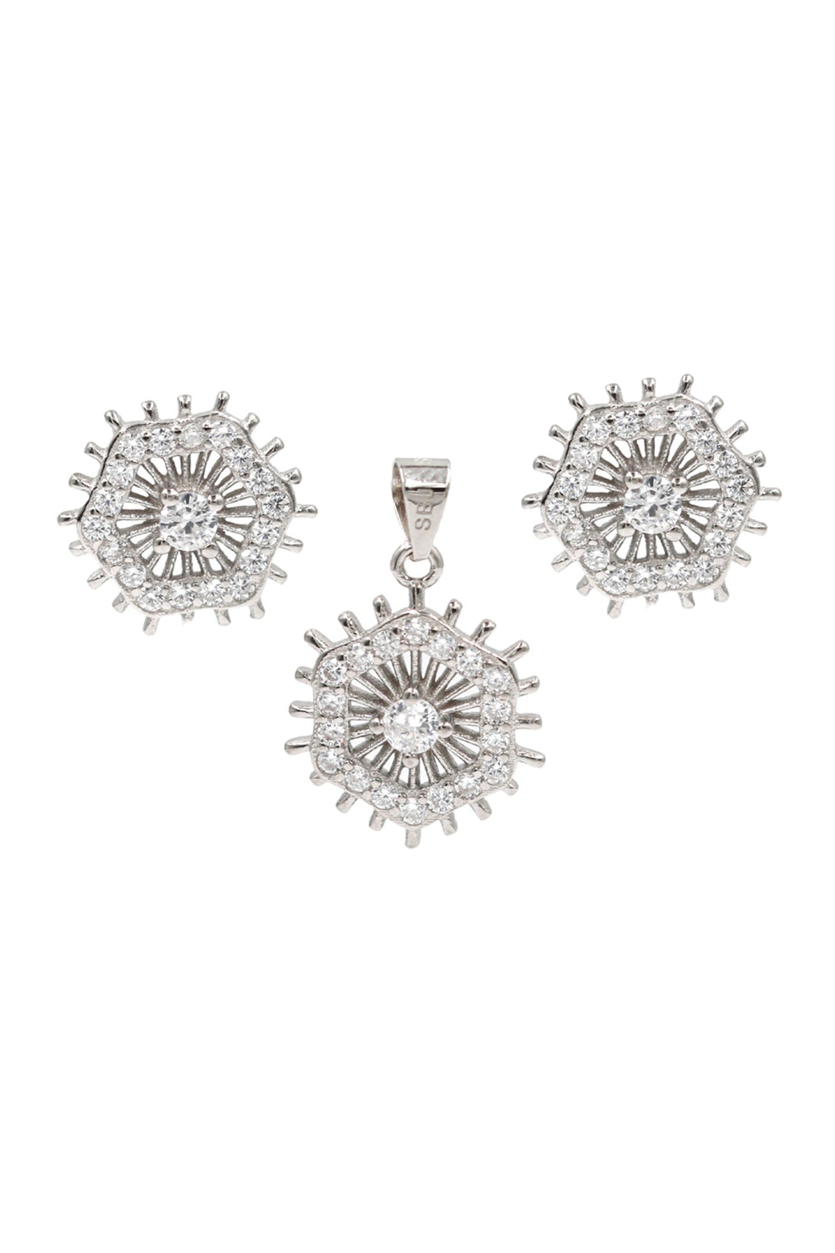 Spiral Geometric Studs With Pendant