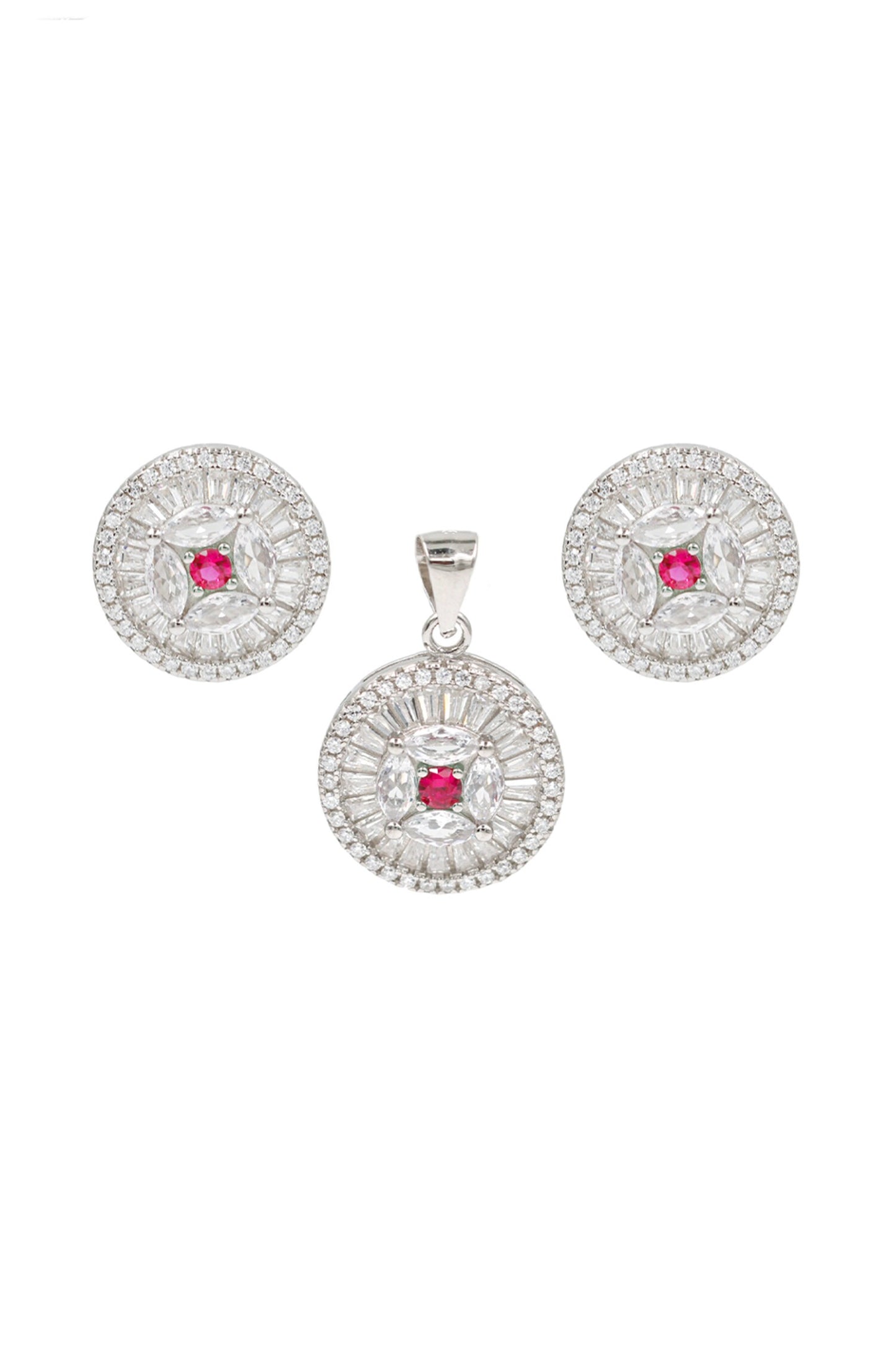 Disc Shaped Studs With Pendant