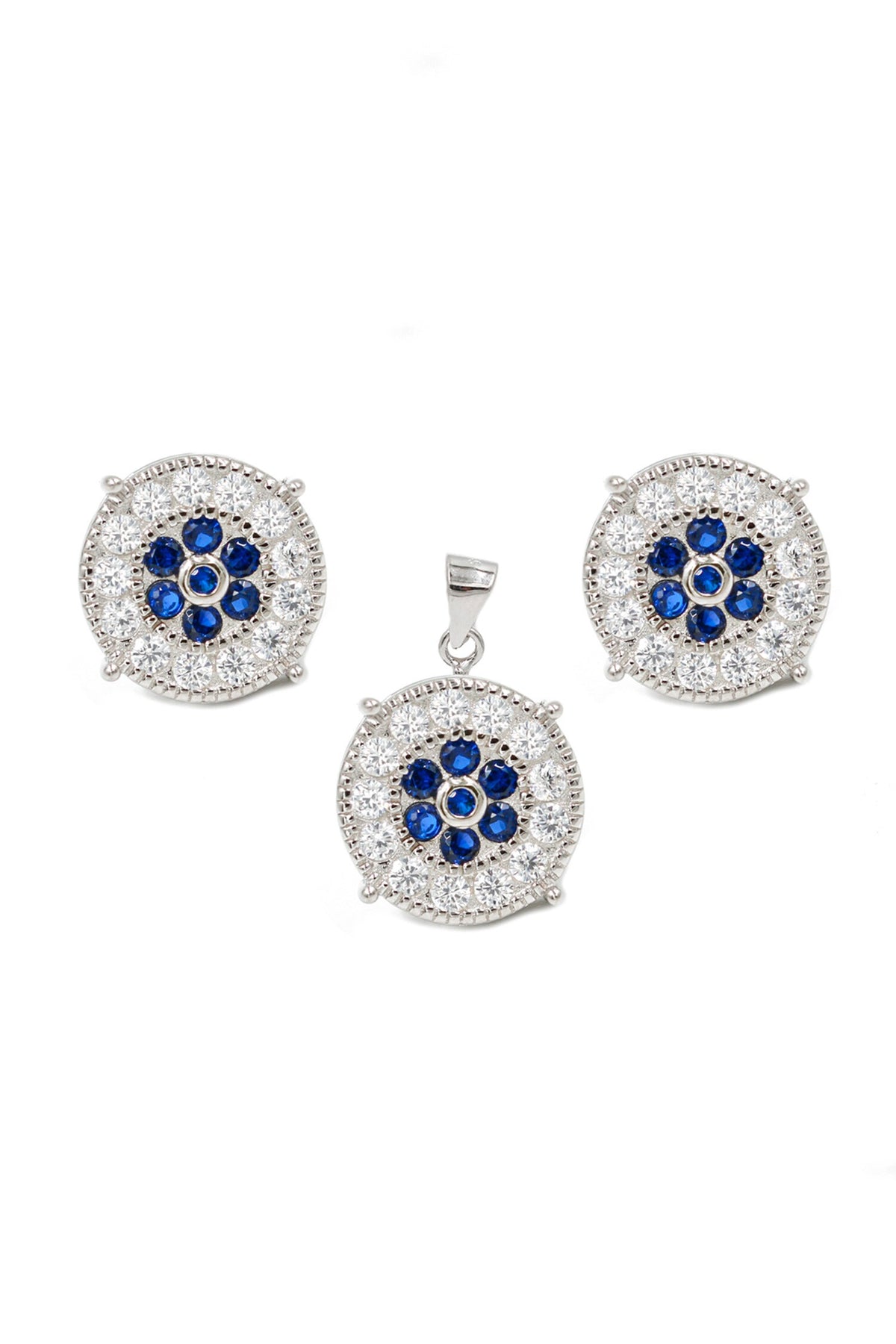 Stone Studded Round Pendant Set