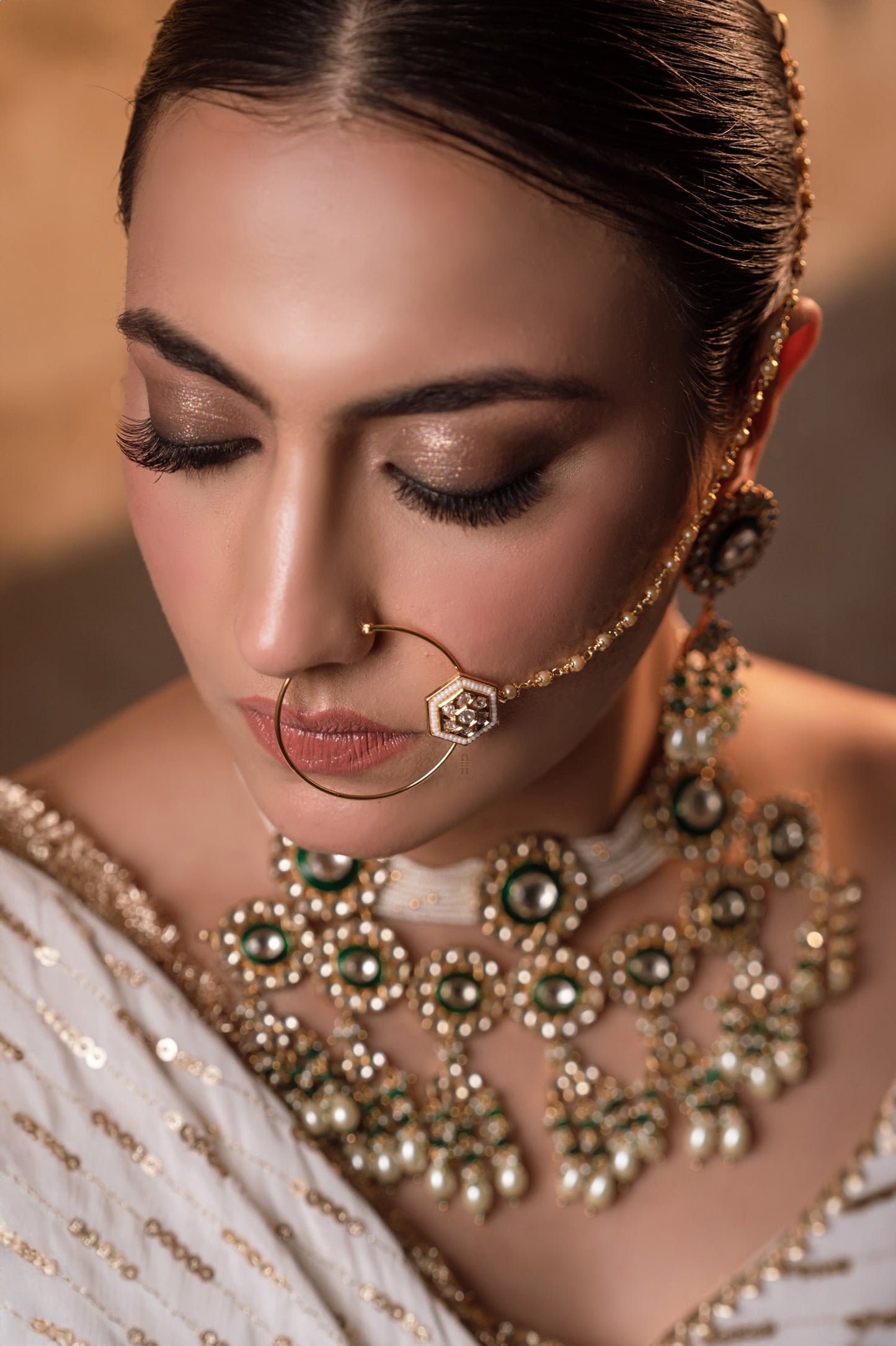 Akshara Kundan Embellished Nose Ring