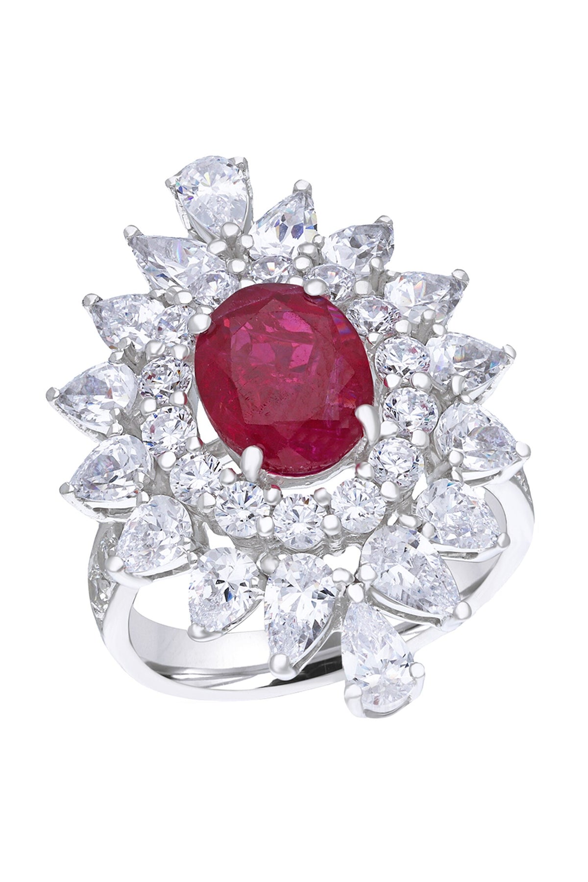 Floral Ruby Embellished Ring