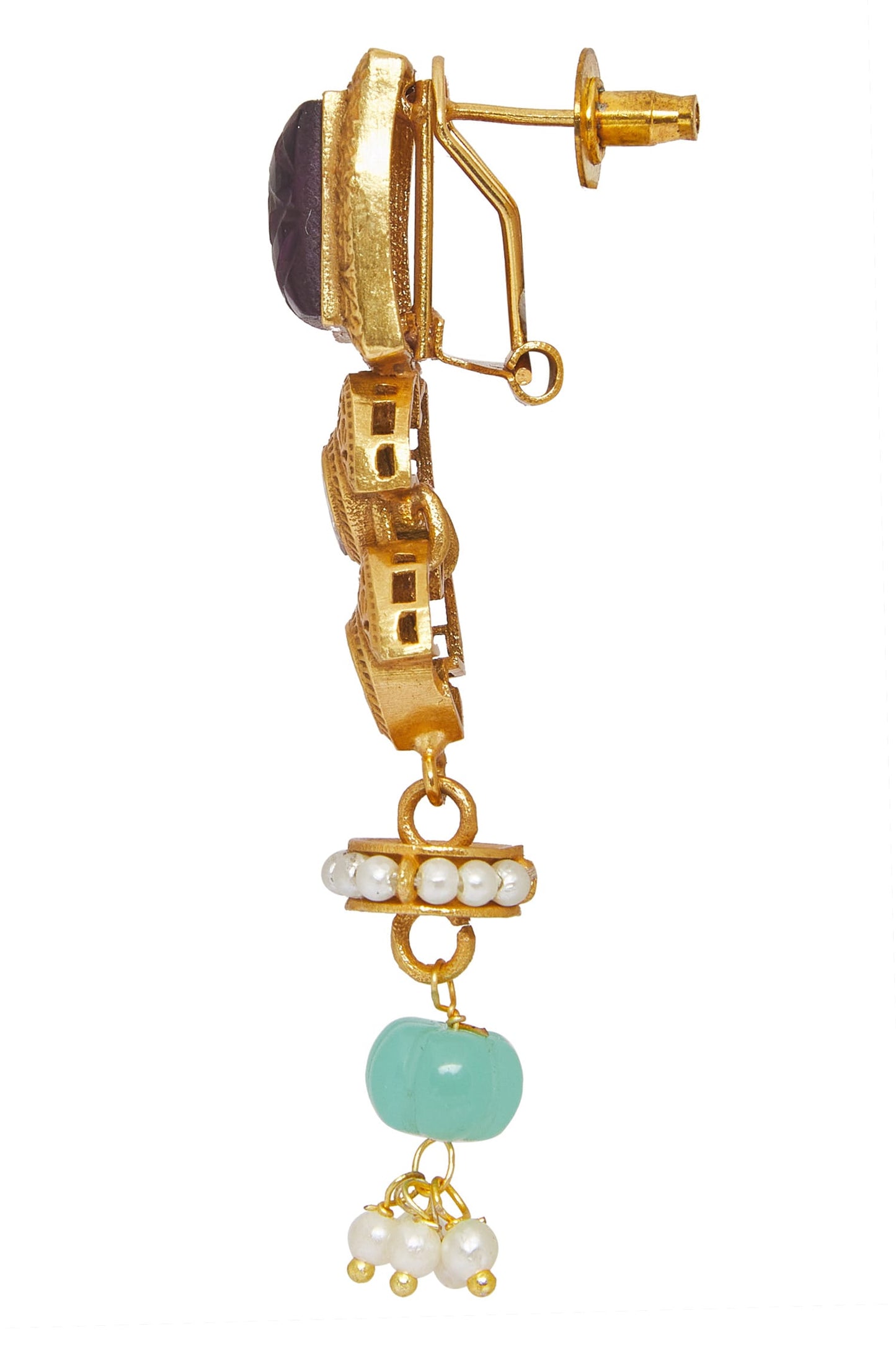 Geometric Cutwork Dangler Earrings