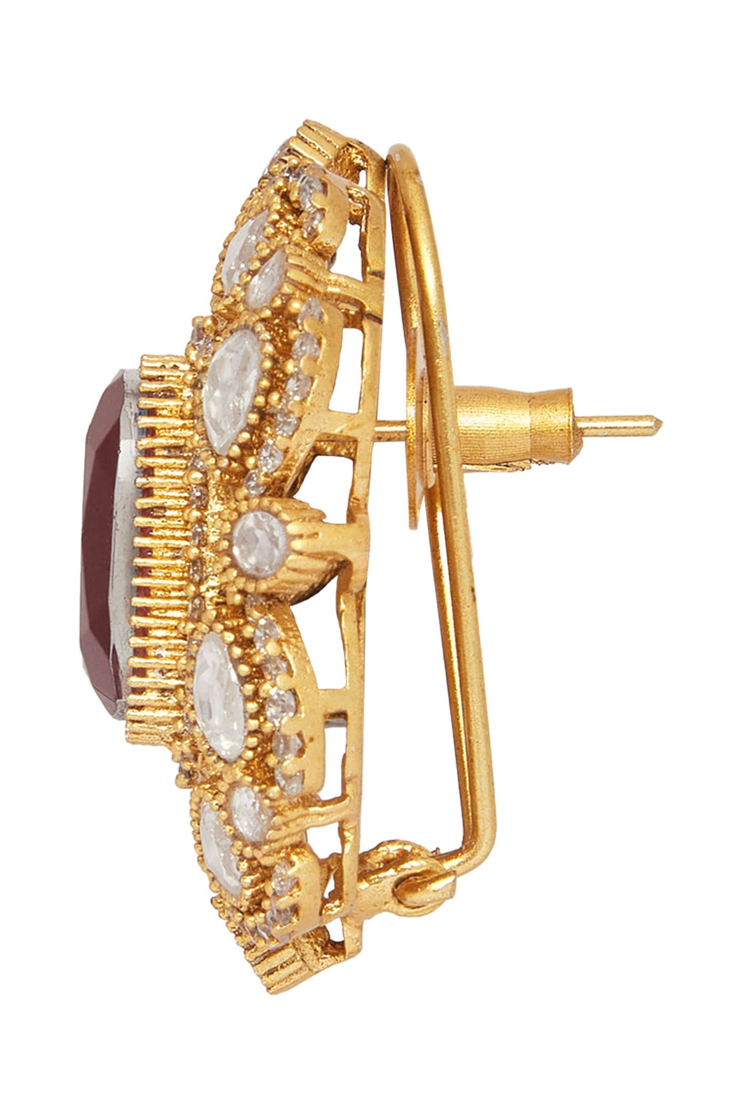 Ruby Stone Embellished Floral Studs