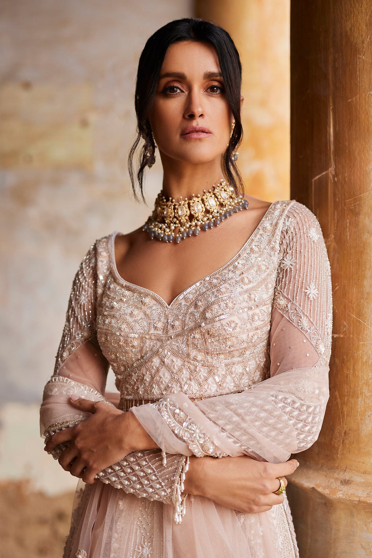 Crystal Polki Embellished Choker Set