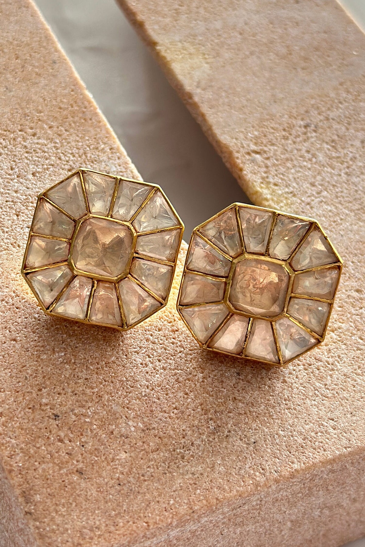 Crystal Polki Geometric Studs