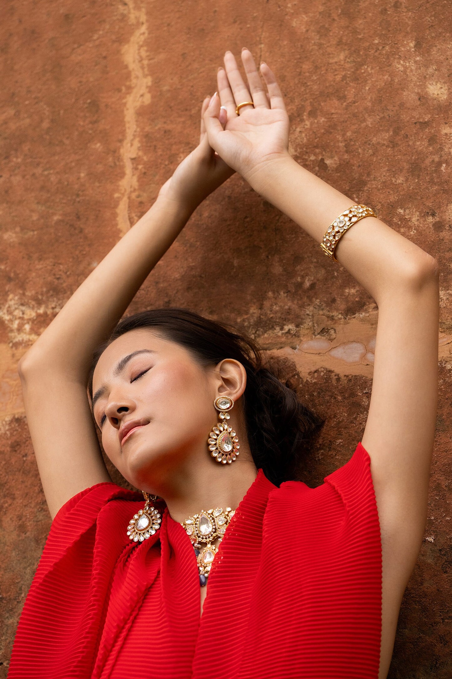 Tear Drop Cutwork Dangler Earrings