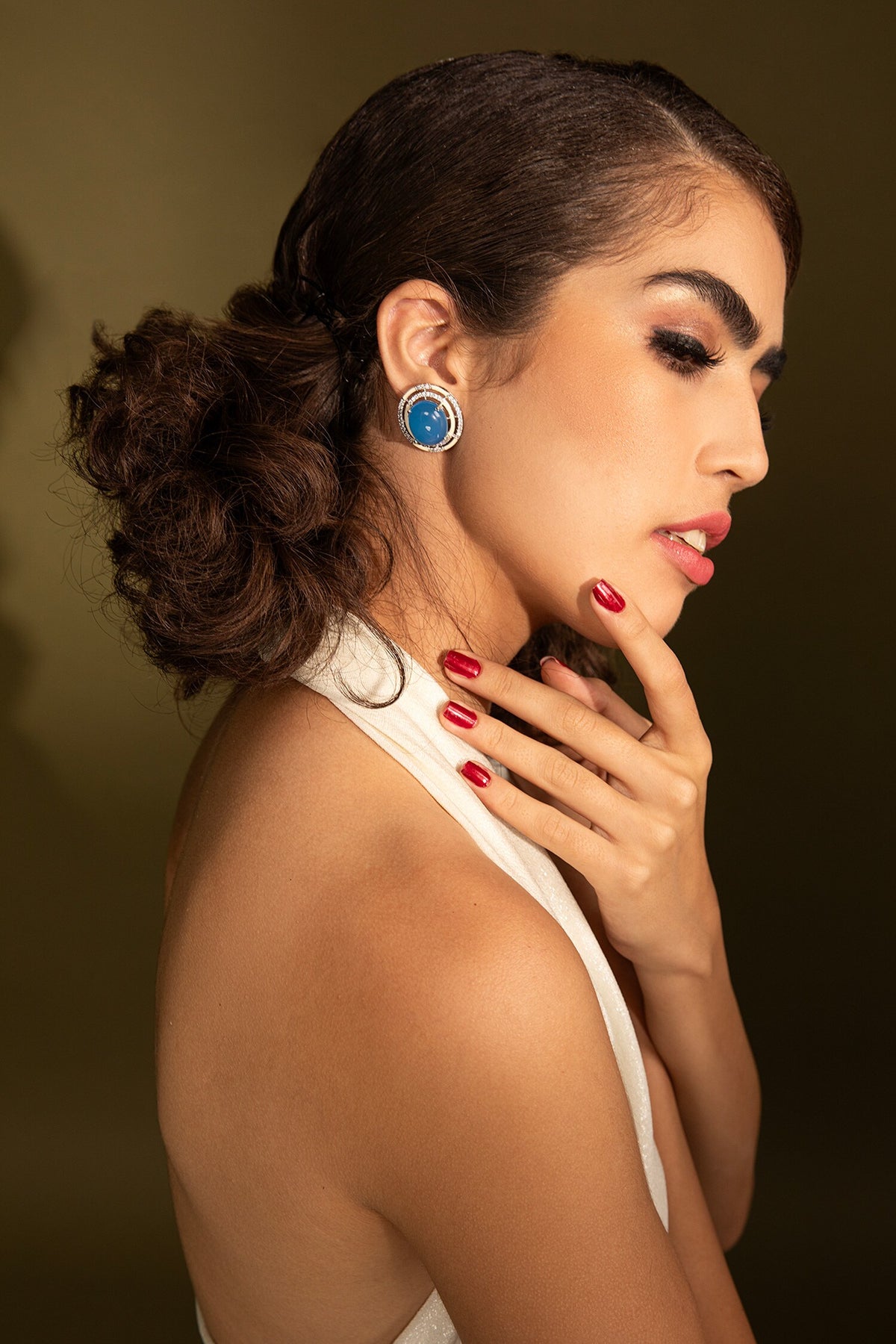 Stone Embellished Cutwork Earrings