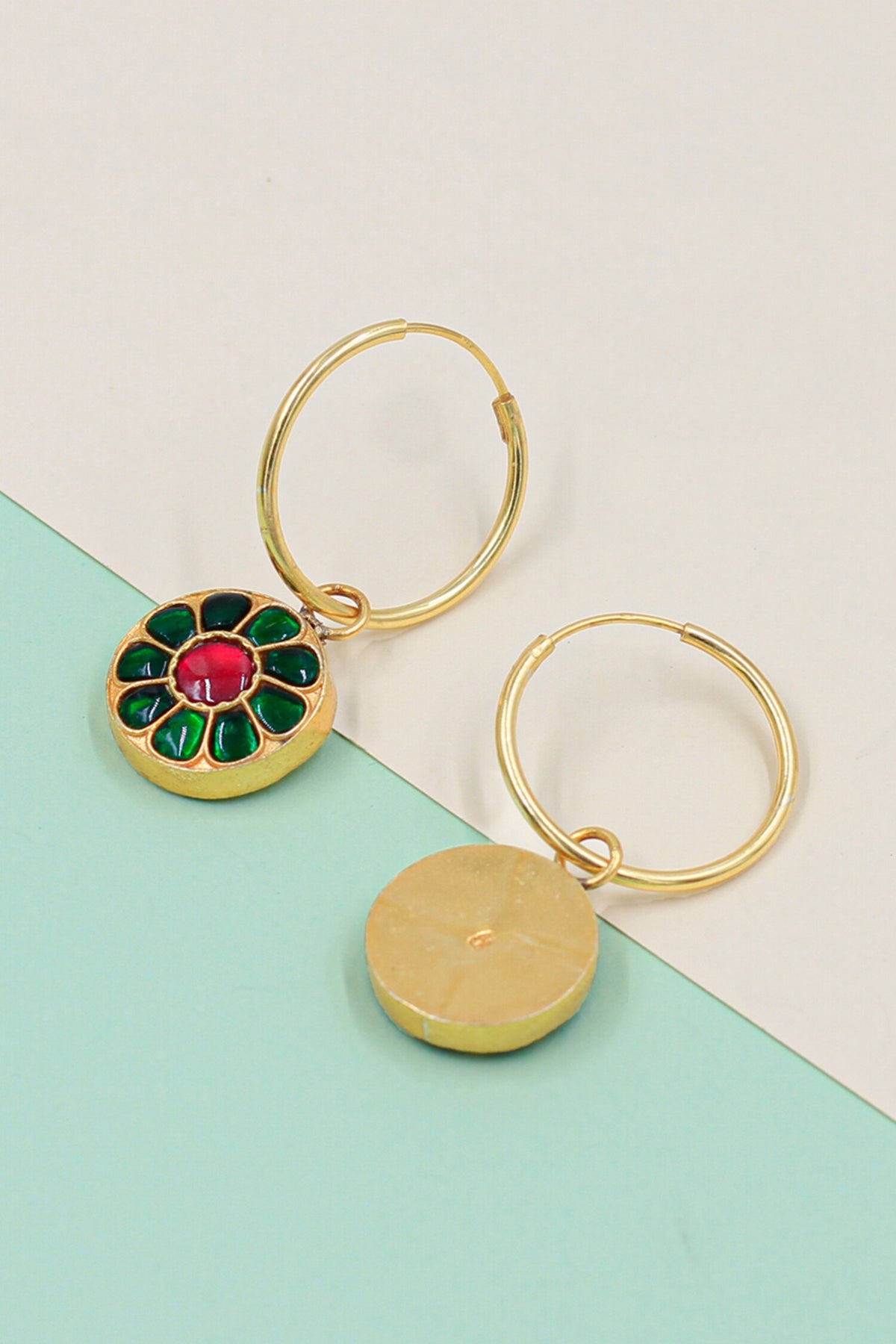 Stone Embellished Circular Hoops