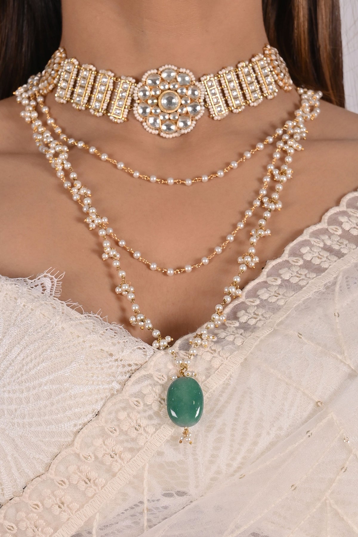 Kundan Embellished Choker With Pendant Necklace