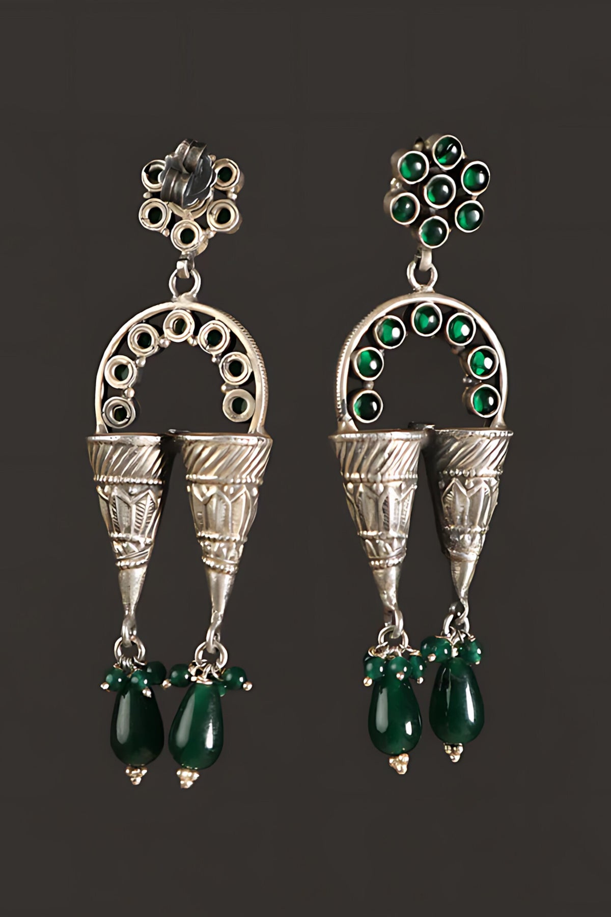 Onyx Studded Dangler Earrings
