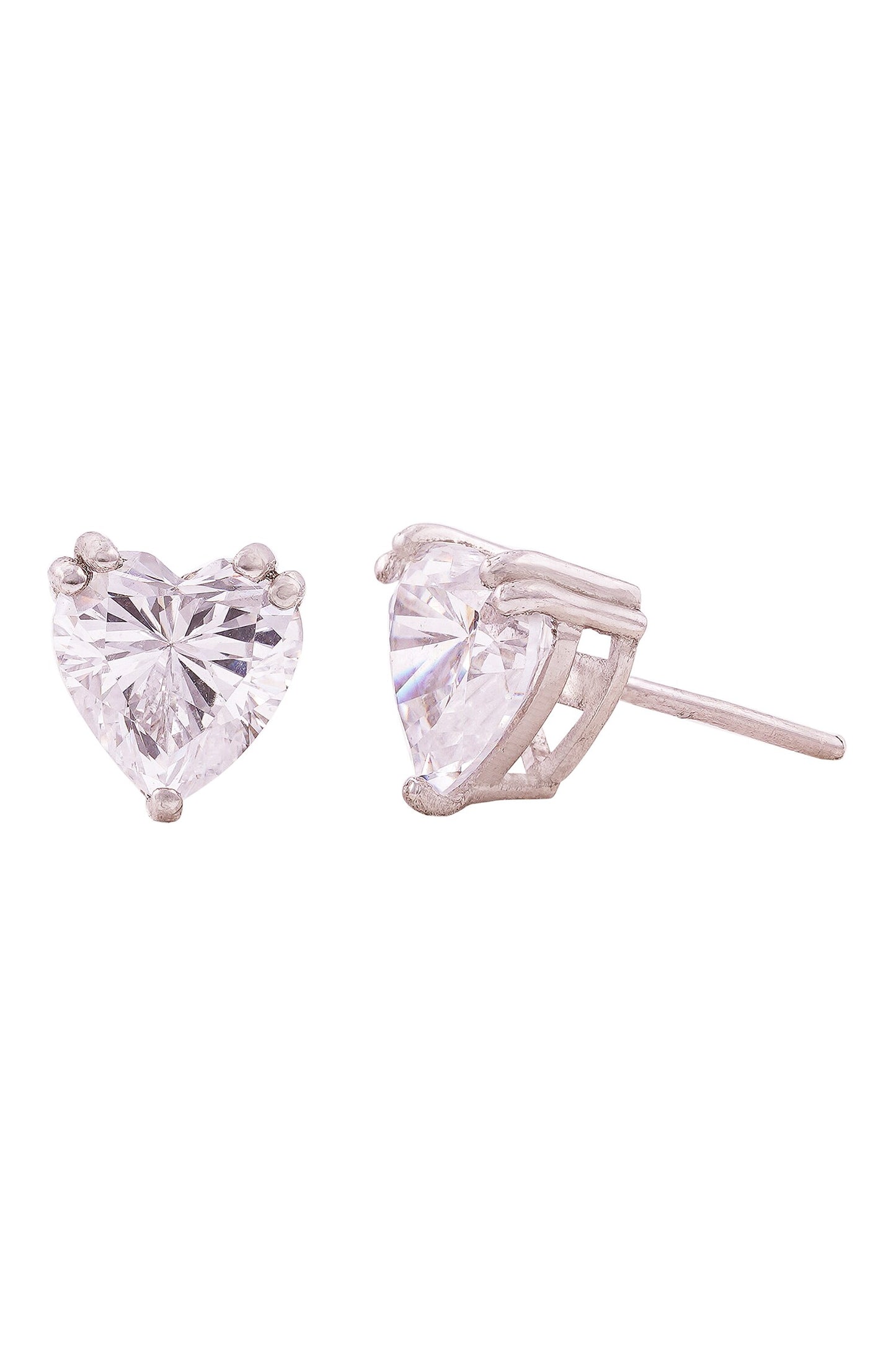Heart Solitaire Cubic Zirconia Studs