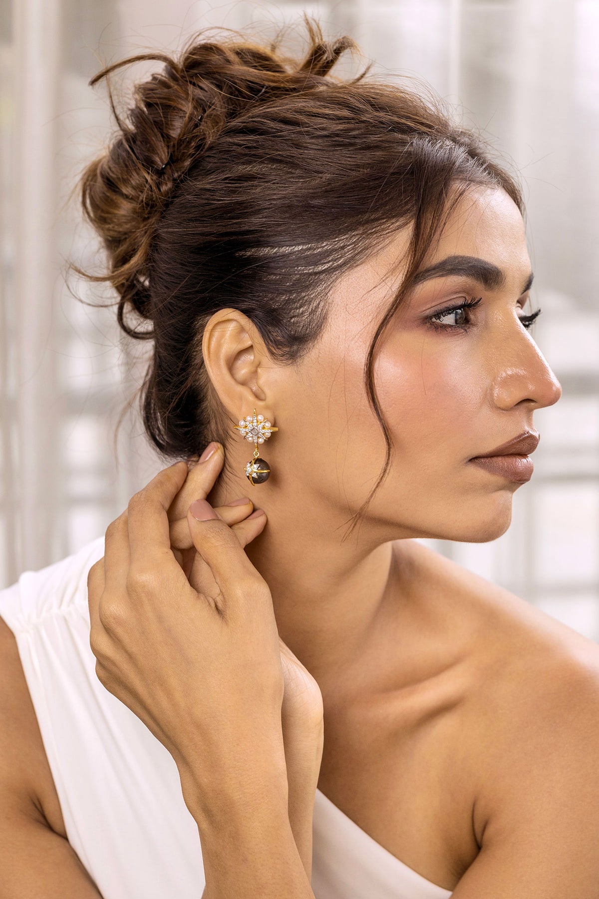 Sitara Pearl Embellished Drop Earrings