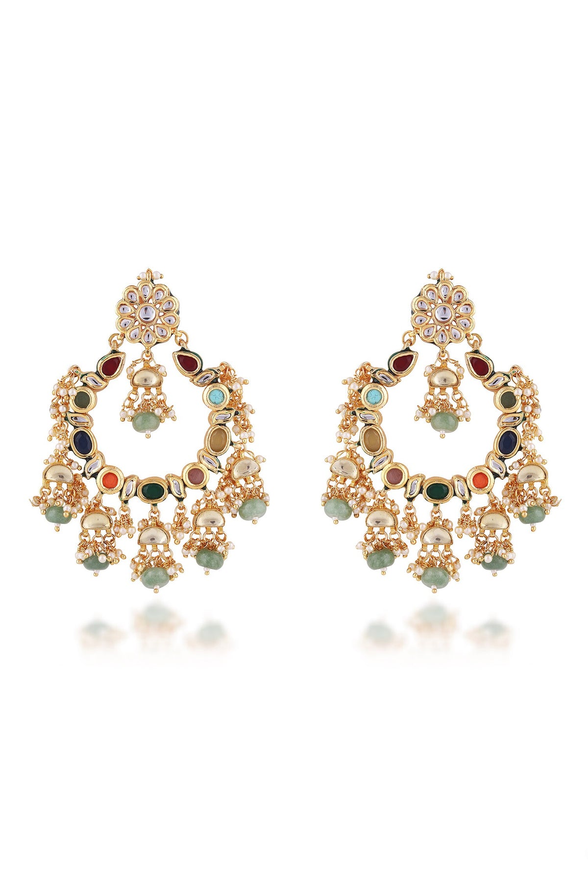 Semi Precious Stone Embellished Chandbali Earrings