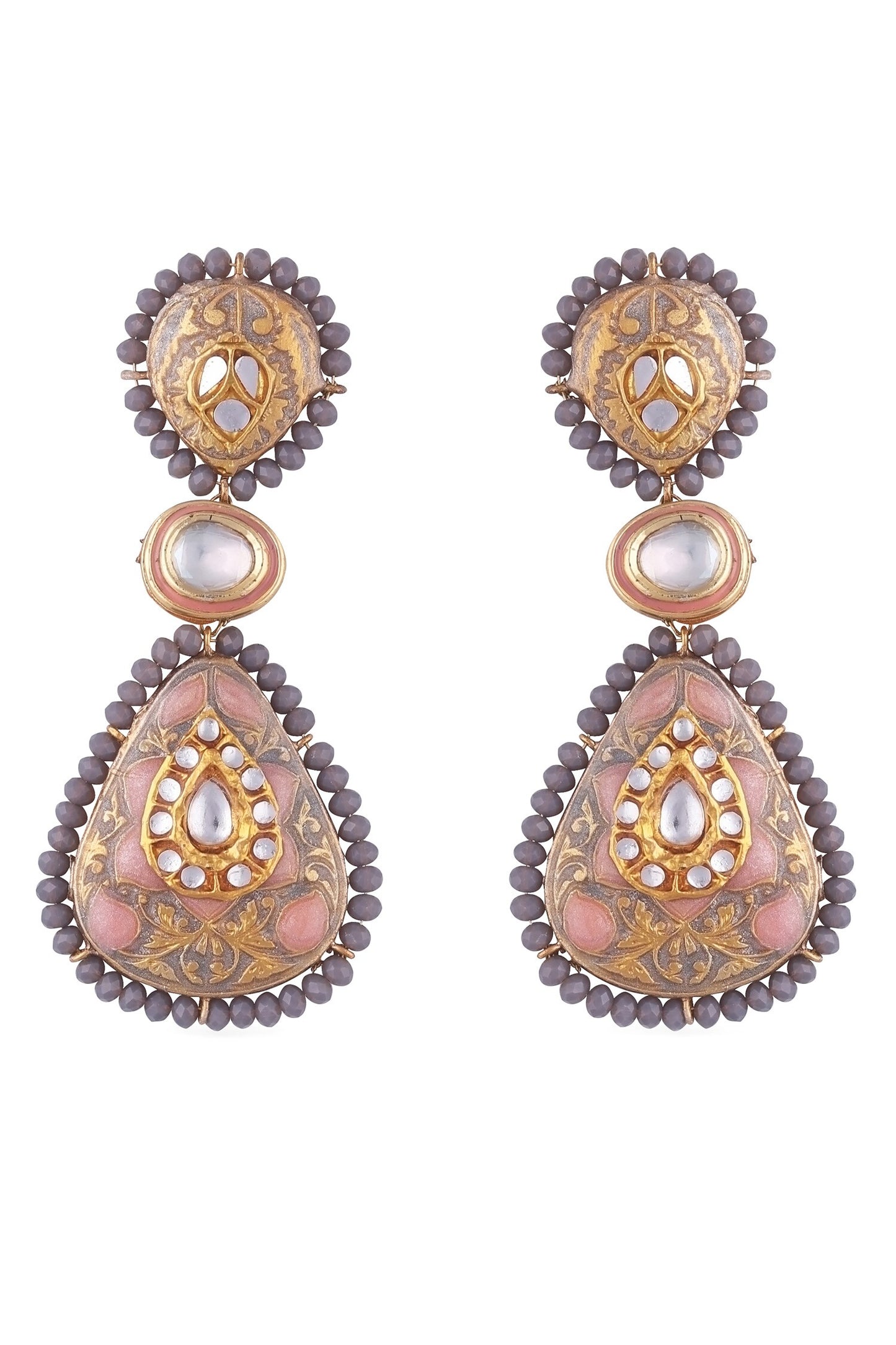 Fleur Meenakari Kundan Danglers
