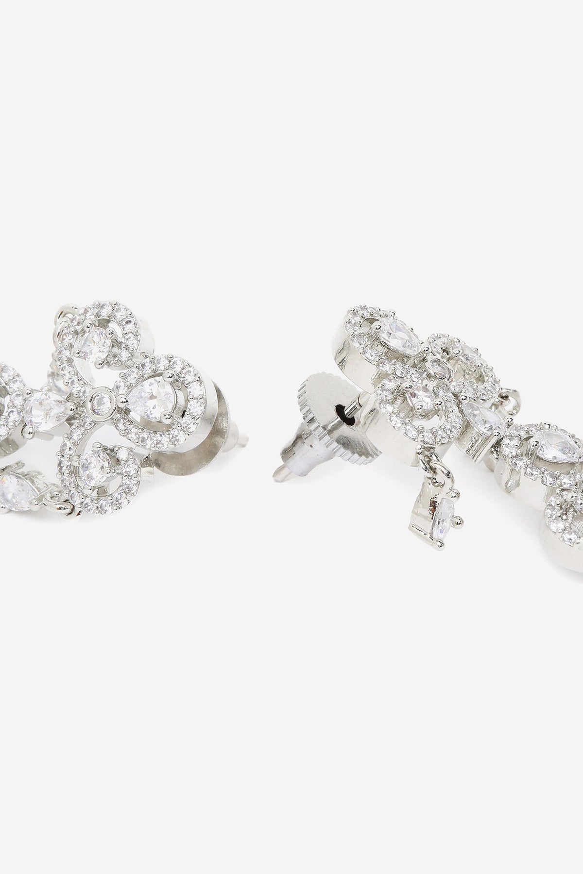 Cubic Zirconia Diamond Embellished Jhumka Long Earrings