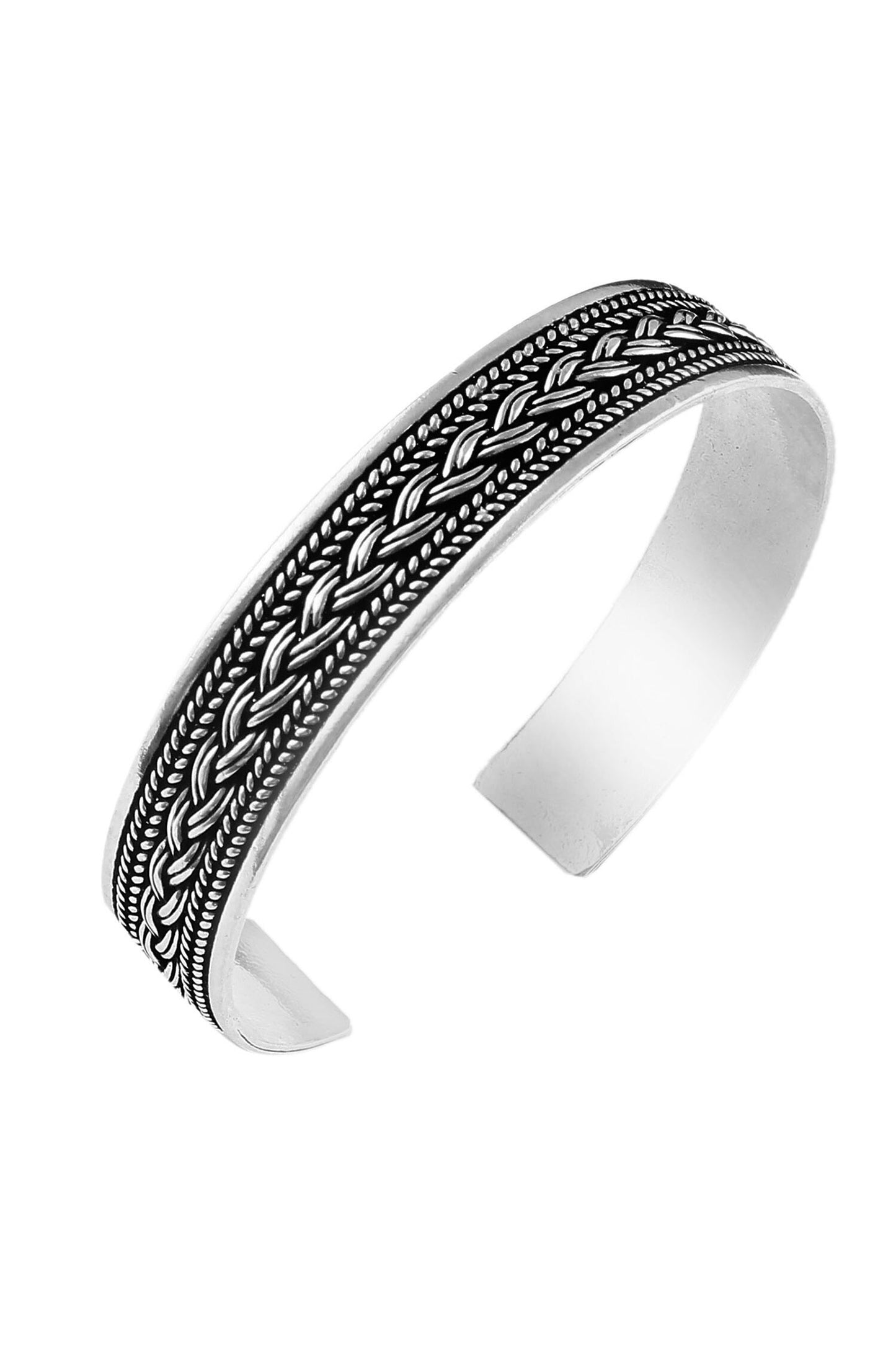 Braided Vine Oxidized Cuff Bangle