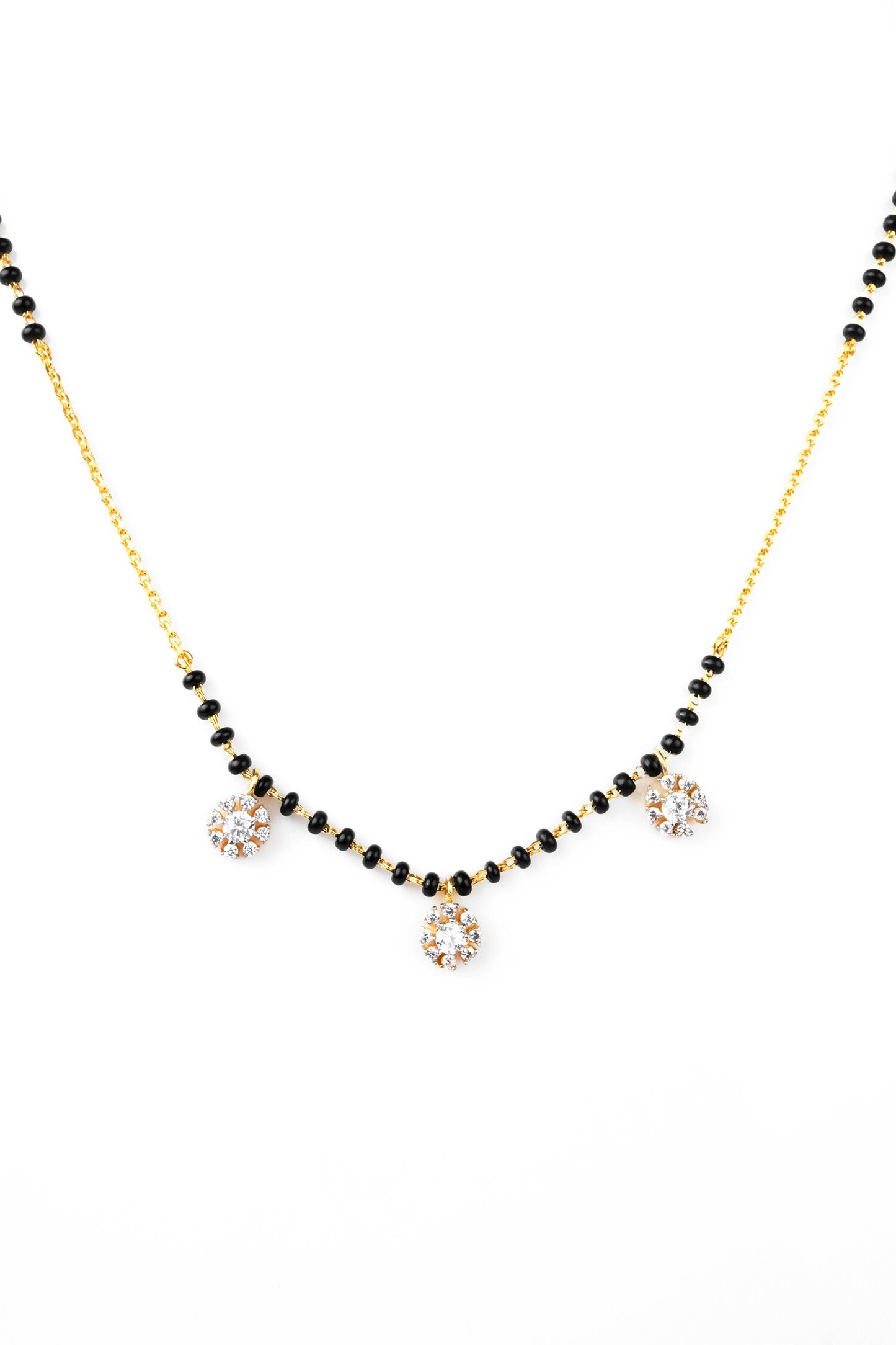 Cubic Zirconia Studded Black Bead Mangalsutra