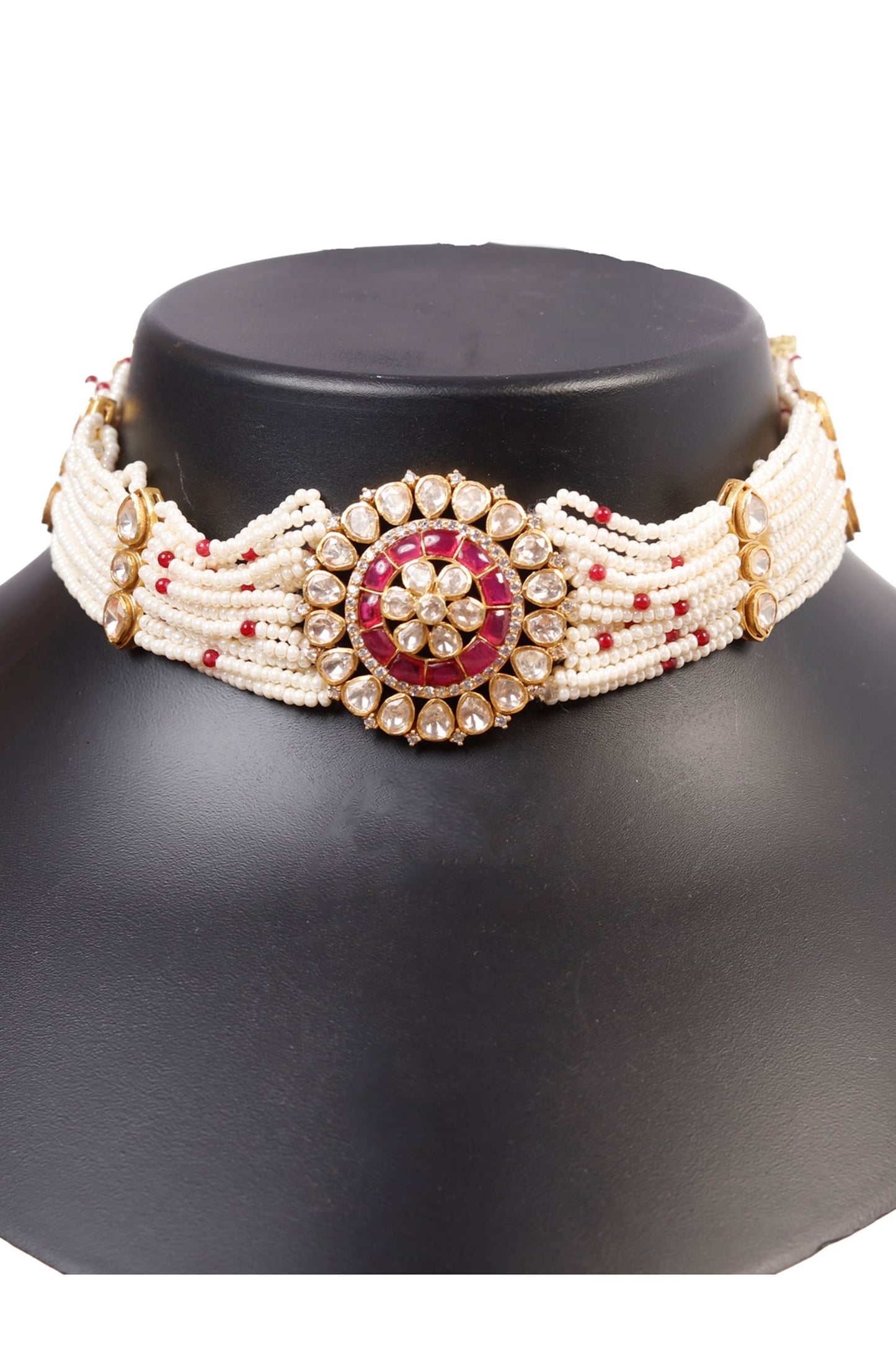Polki Stone Embellished Multistrand Choker Necklace