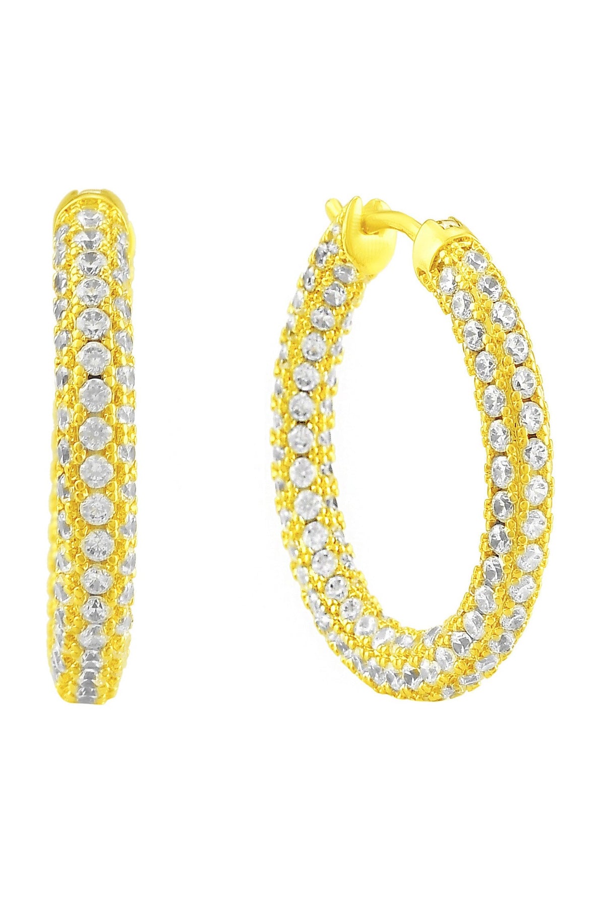 Cubic Zirconia Studded Hoops
