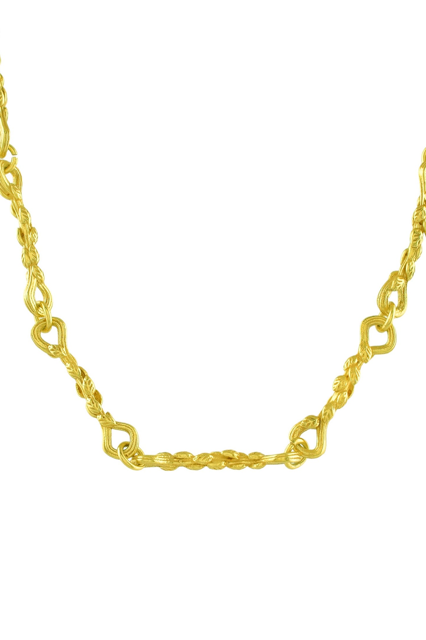 Textured Leaf Link Chain Necklace