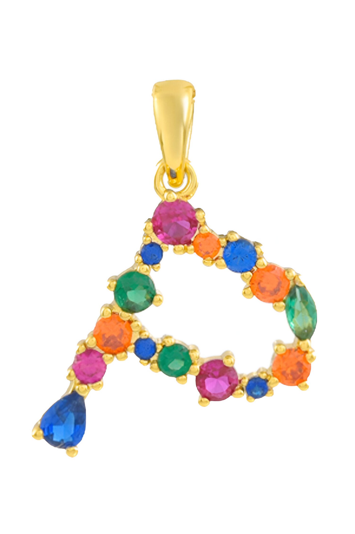 Alphabet P Studded Gemstone Pendant Necklace